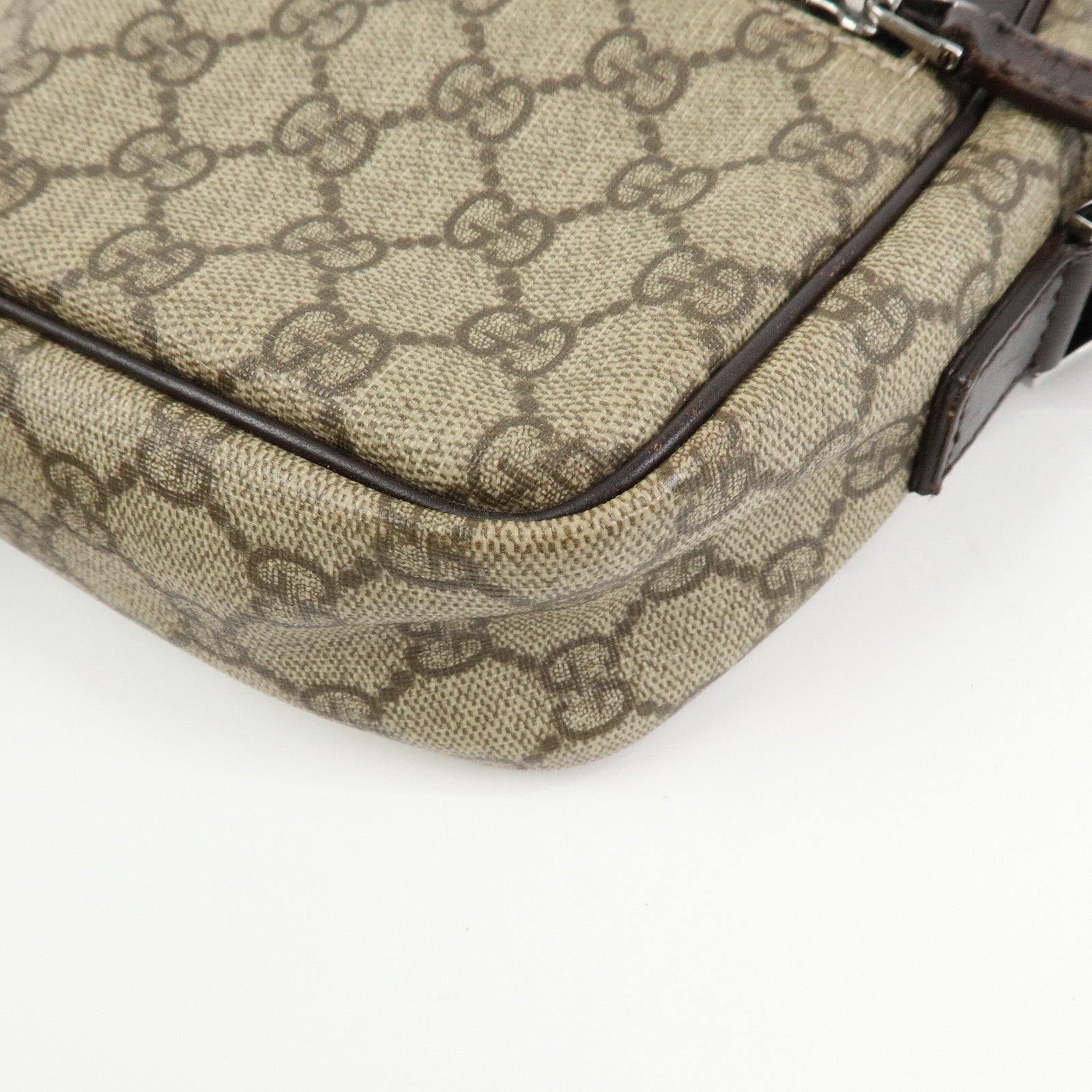 Gucci GG Canvas Leather Shoulder Bag Crossbody Bag Brown 114291