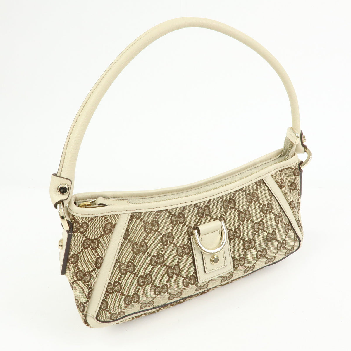 GUCCI Abbey GG Canvas Leather Mini Shoulder Bag Beige Ivory 130939