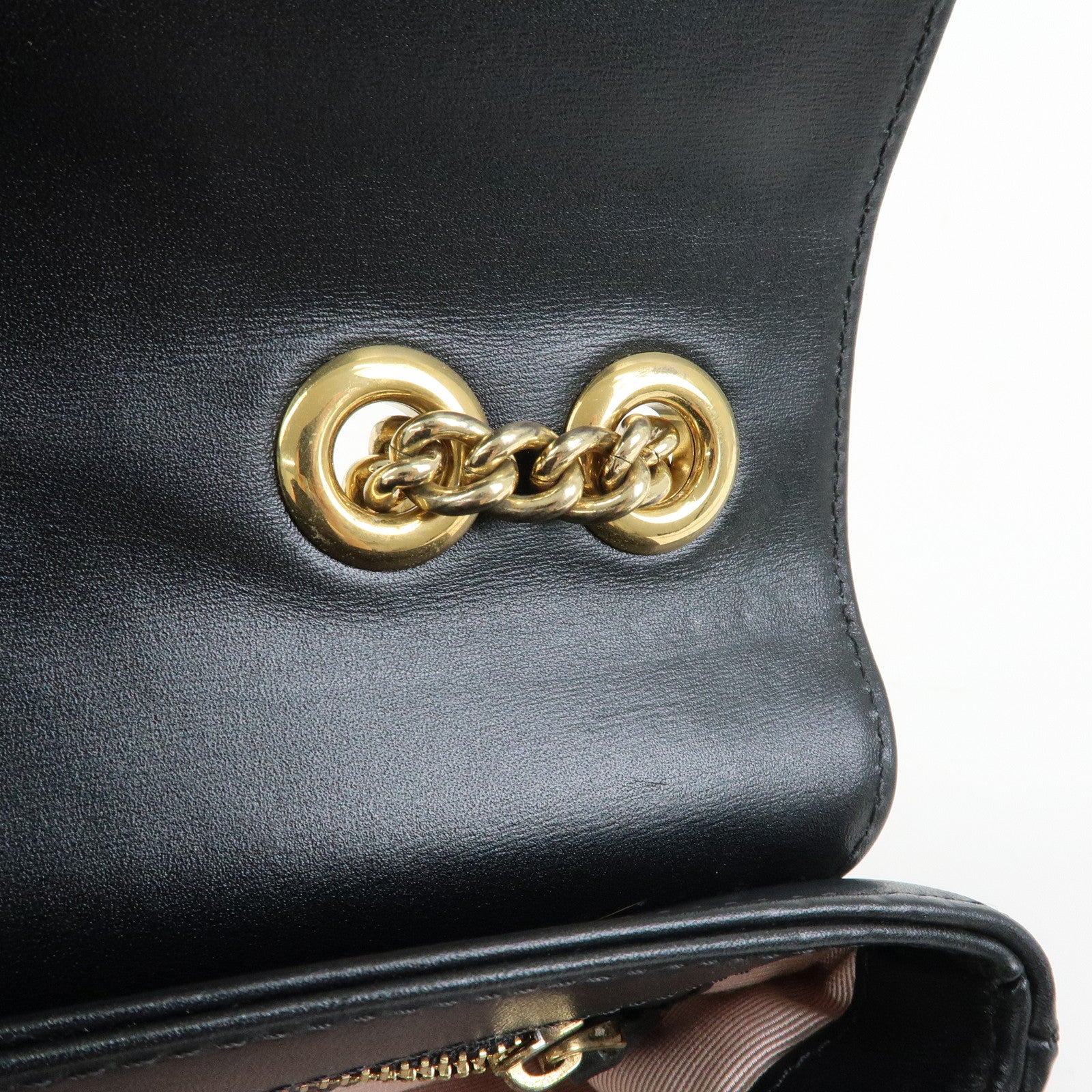 GUCCI Rajah Tiger Head Leather Chain Shoulder Bag Black 537241