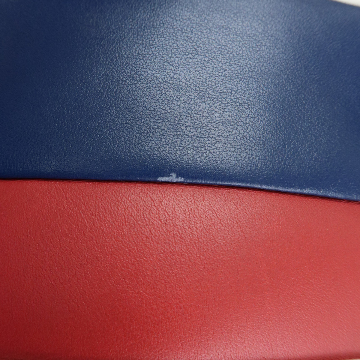 PRADA Triangle Logo Leather Tote Bag Shoulder Bag Blue White Red