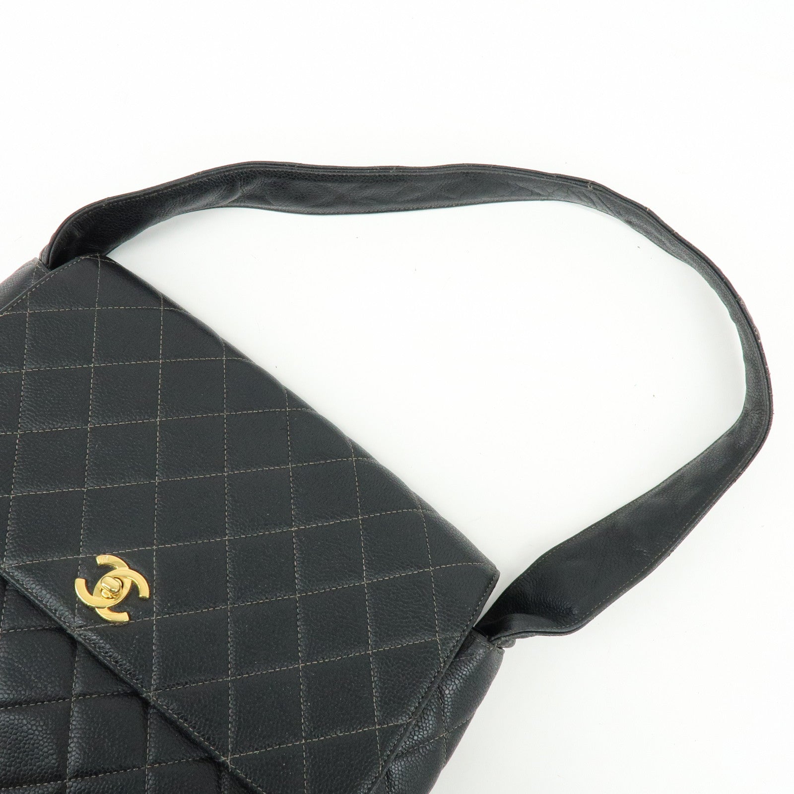 CHANEL COCO Mark Matelasse Caviar Skin Shoulder Bag Black