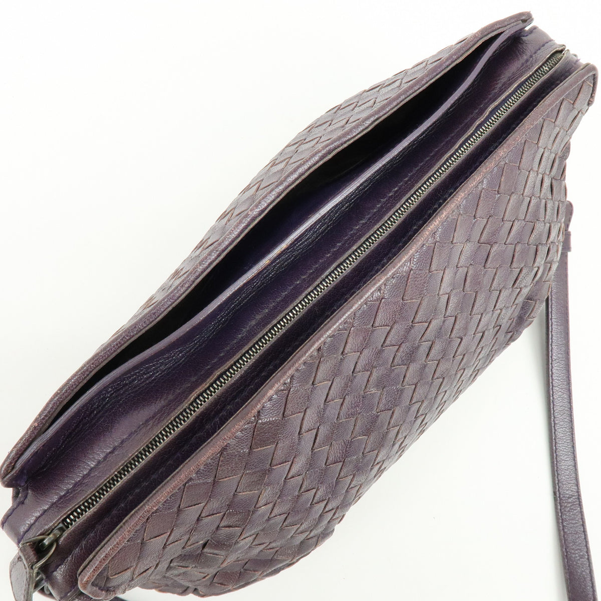 BOTTEGA VENETA Intrecciato Leather Shoulder Bag Crossbody Bag Purple
