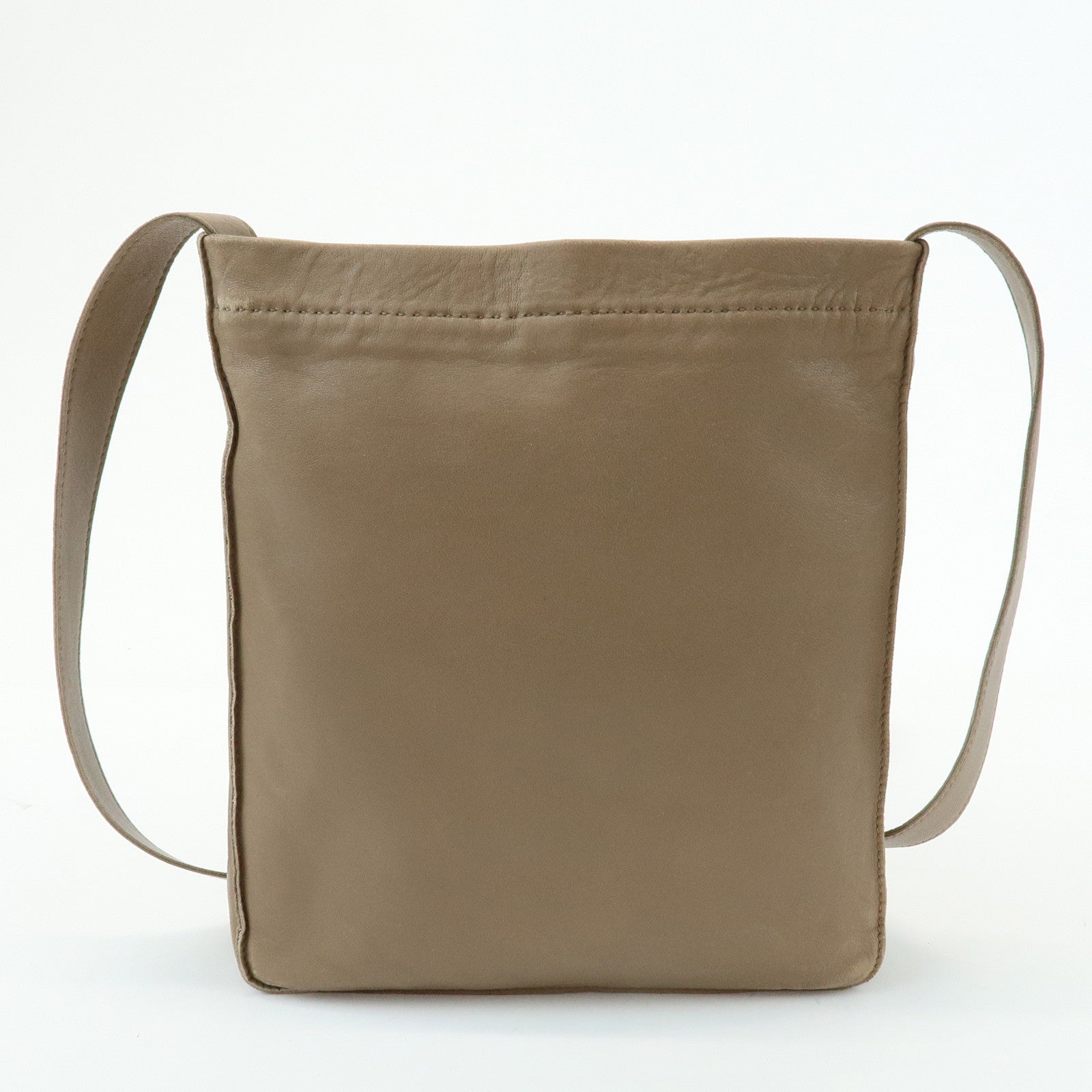 HERMES Leather Clou de Selle Shoulder Bag □M Stamped Beige