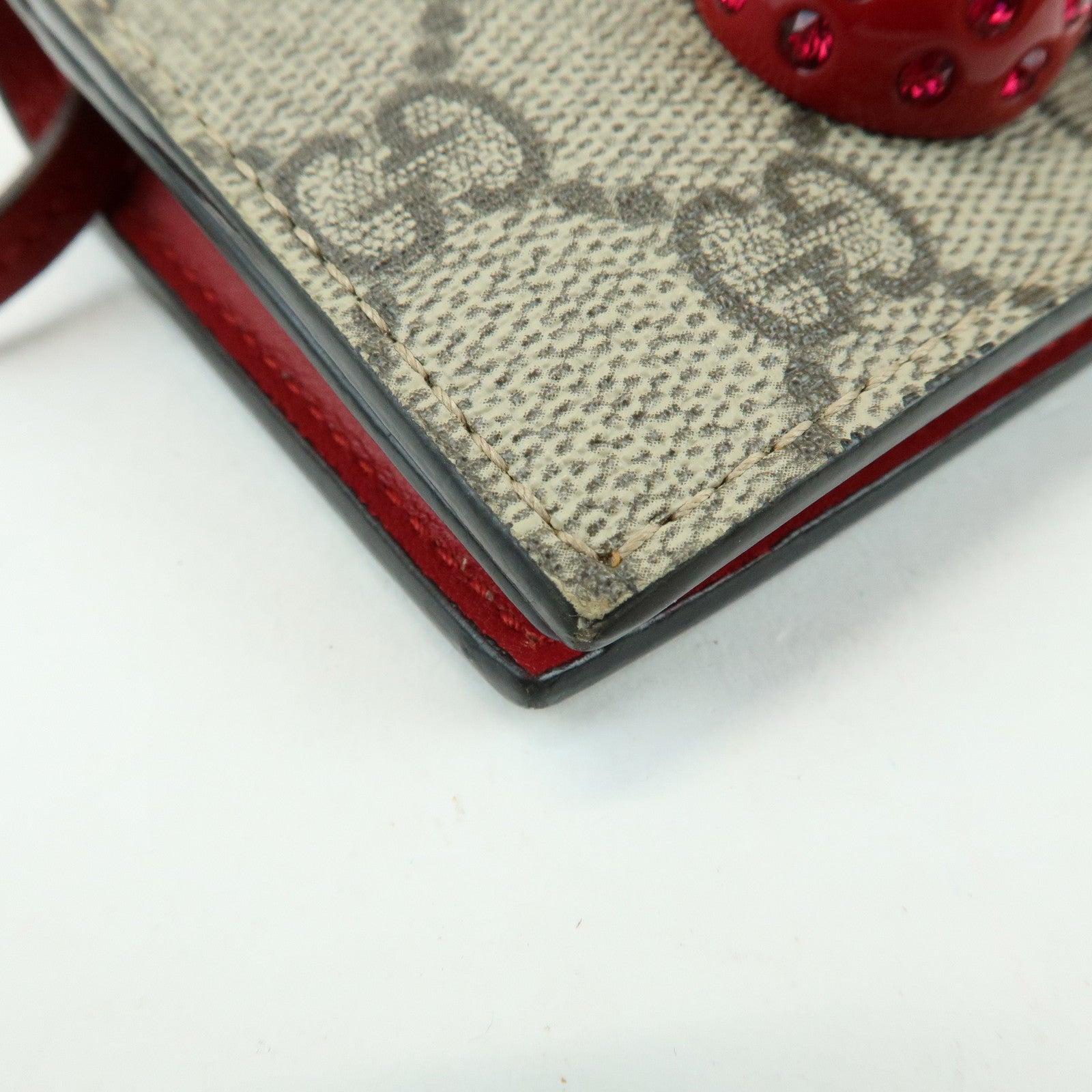 GUCCI Interlocking G Cherry GG Supreme Compact Wallet Beige 476050