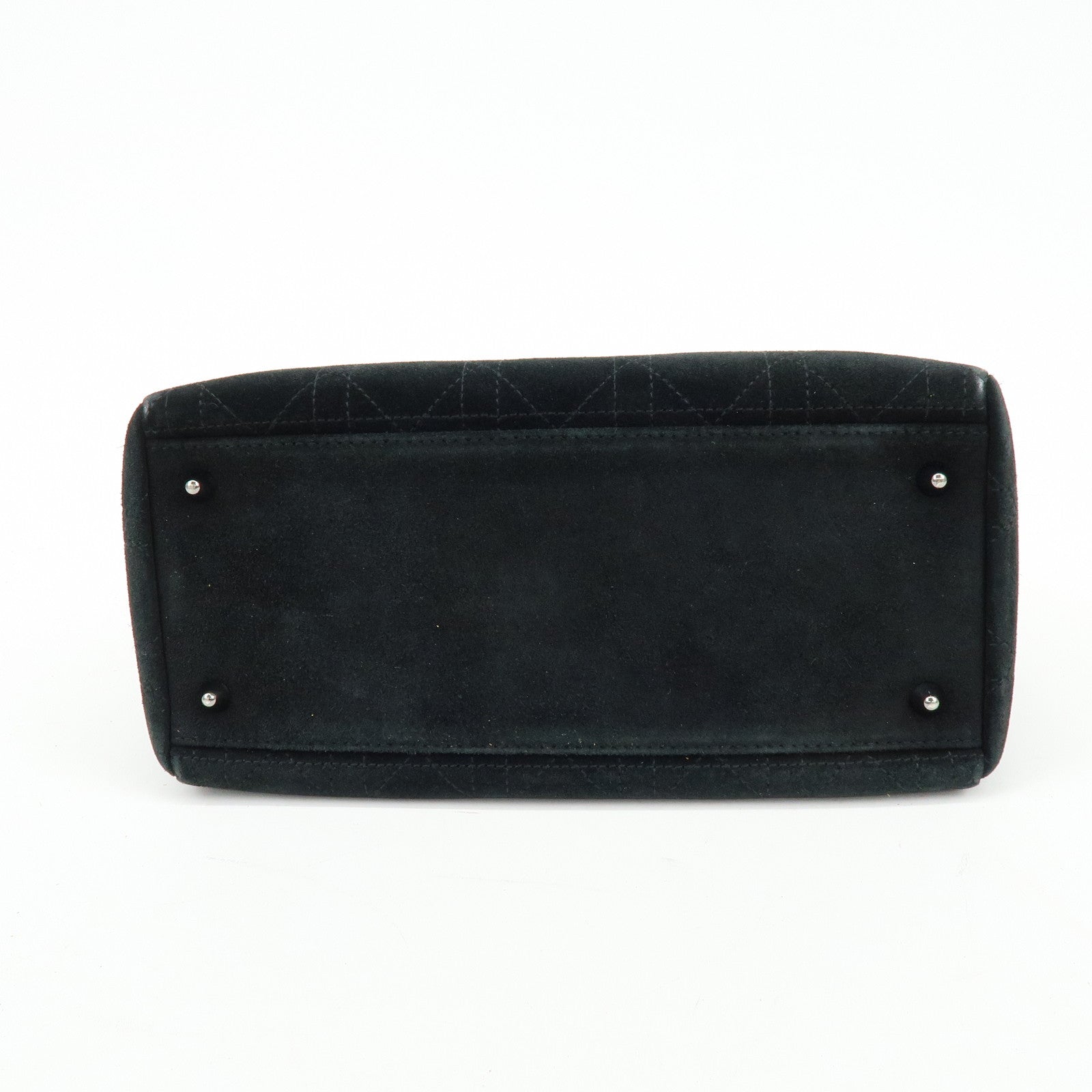 Christian Dior Cannage Lady Dior Suede Leather Hand Bag Black