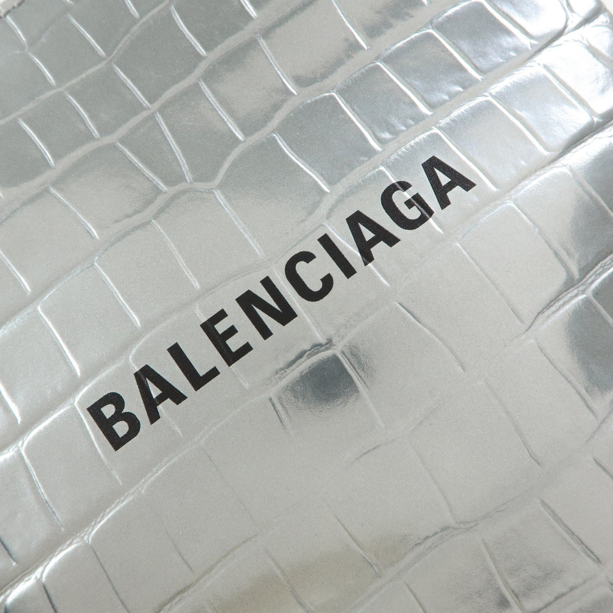 BALENCIAGA THE SHOPPING Leather 2Way Tote Hand Bag XXS Silver 597858