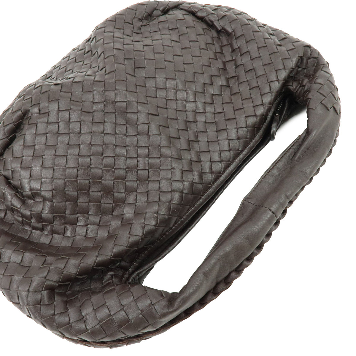 BOTTEGA VENETA HOBO Intrecciato Leather Shoulder Hand Bag Dark Brown