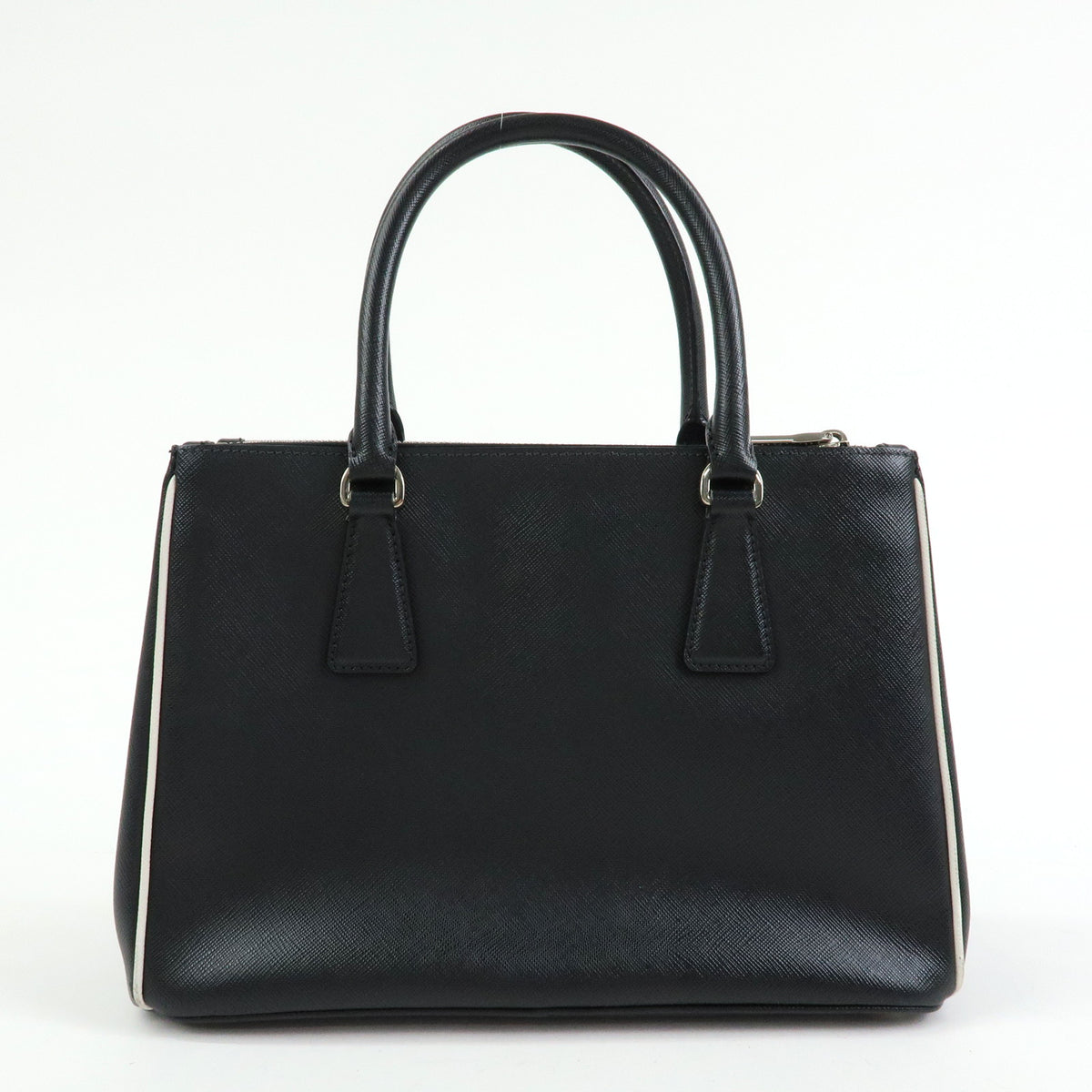 PRADA Galleria Triangle Logo Saffiano Leather 2way Bag Black 1BA801