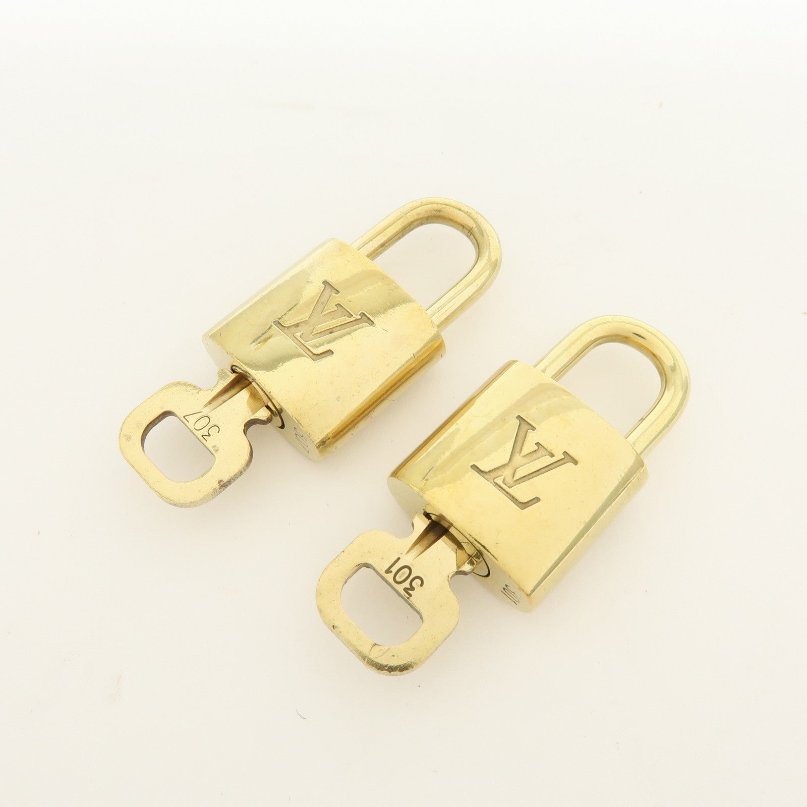 Louis Vuitton Lot of 10 Metal Lock & Key Cadena Key Lock Gold