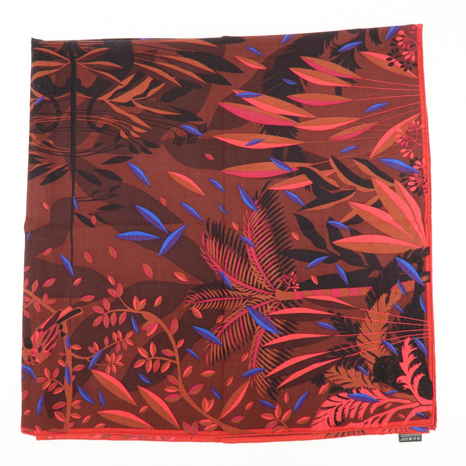 Cartier Cashmere Silk Scarf Stole Brown Purple Blue Black Coral