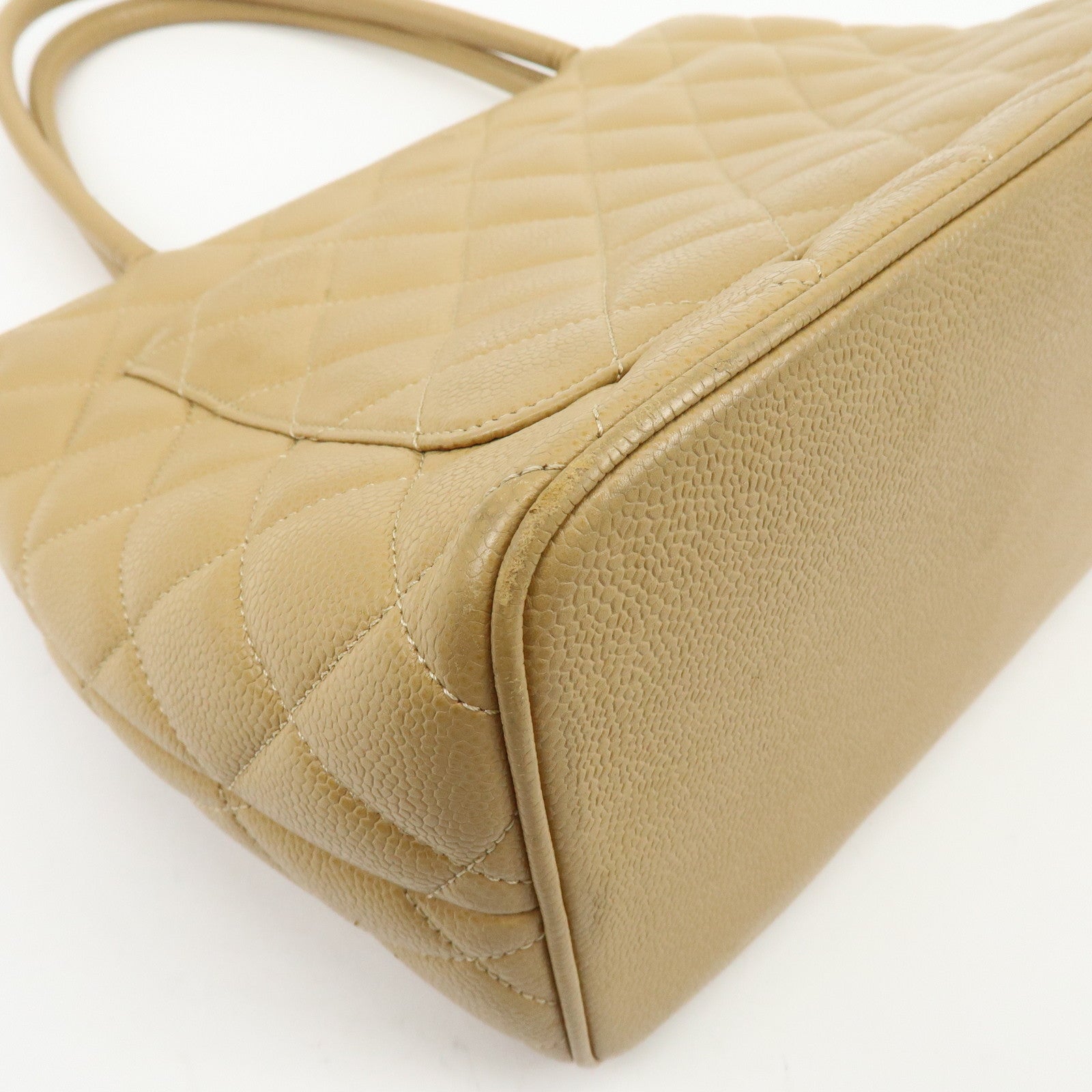 CHANEL Medallion Matelasse COCO Mark Tote Bag Hand Bag Beige A01804