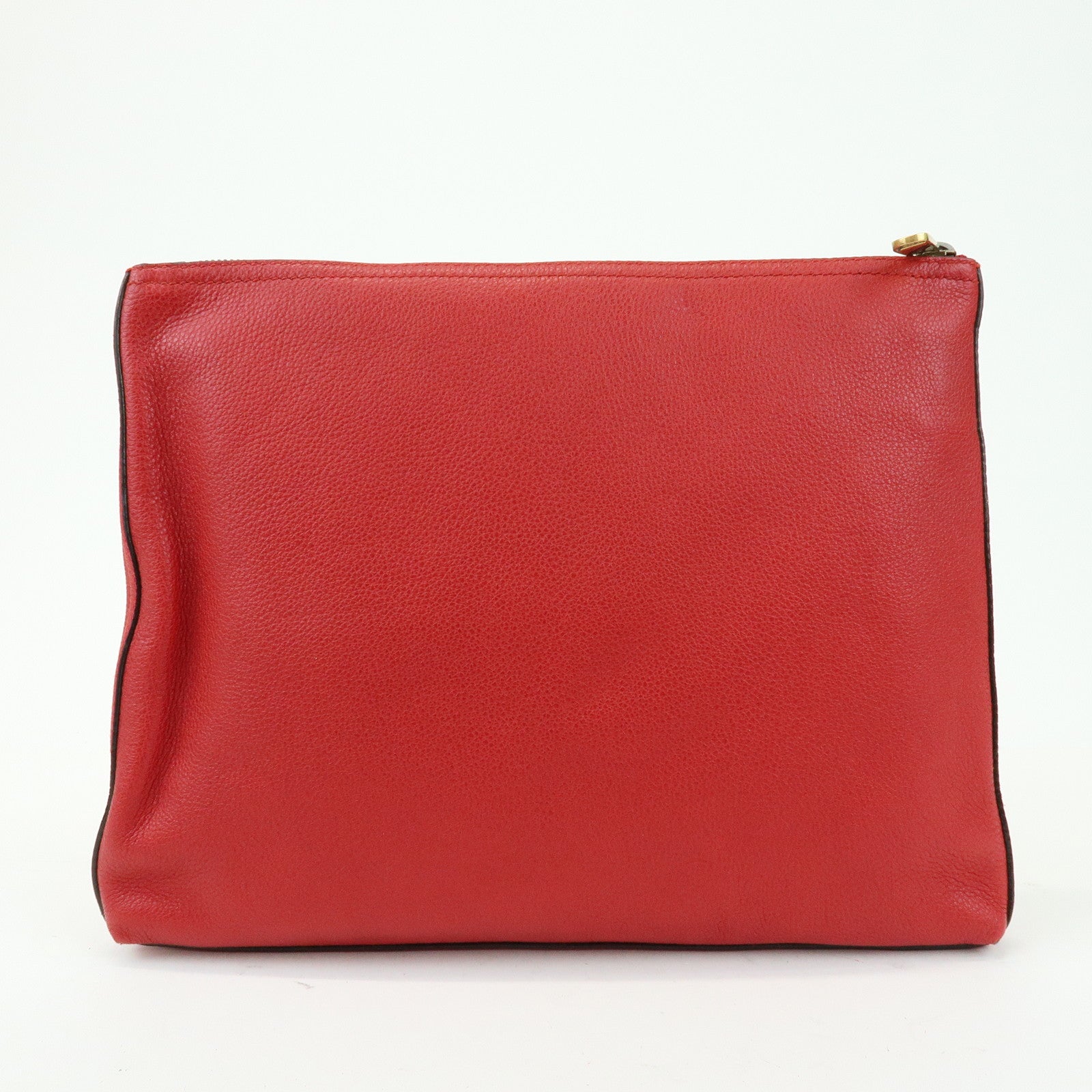 GUCCI Vintage Logo Portfolio Leather Clutch Bag Pouch Red