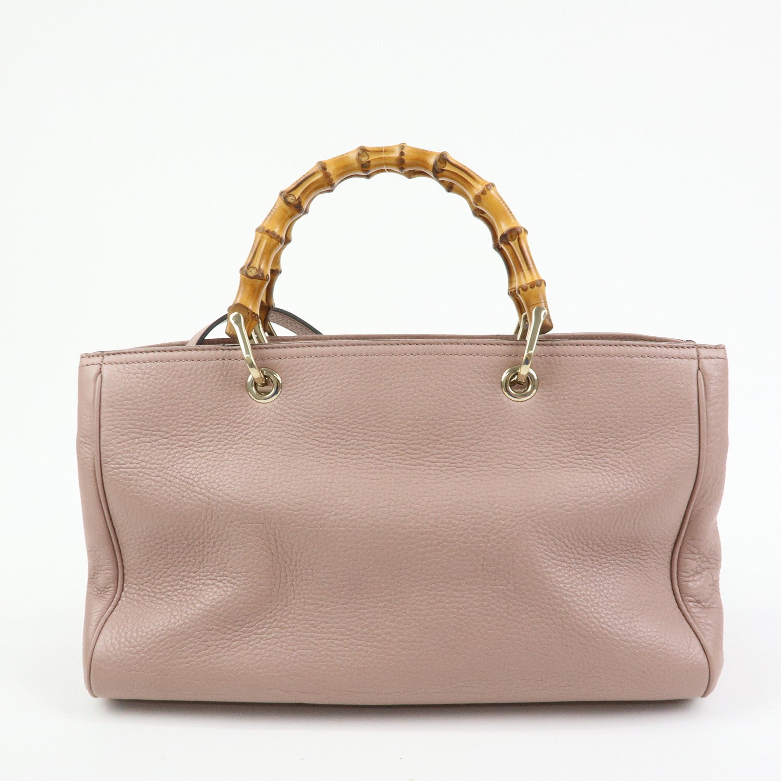 GUCCI Bamboo Shopper Medium 2Way Bag Shoulder Bag Pink Beige 323660