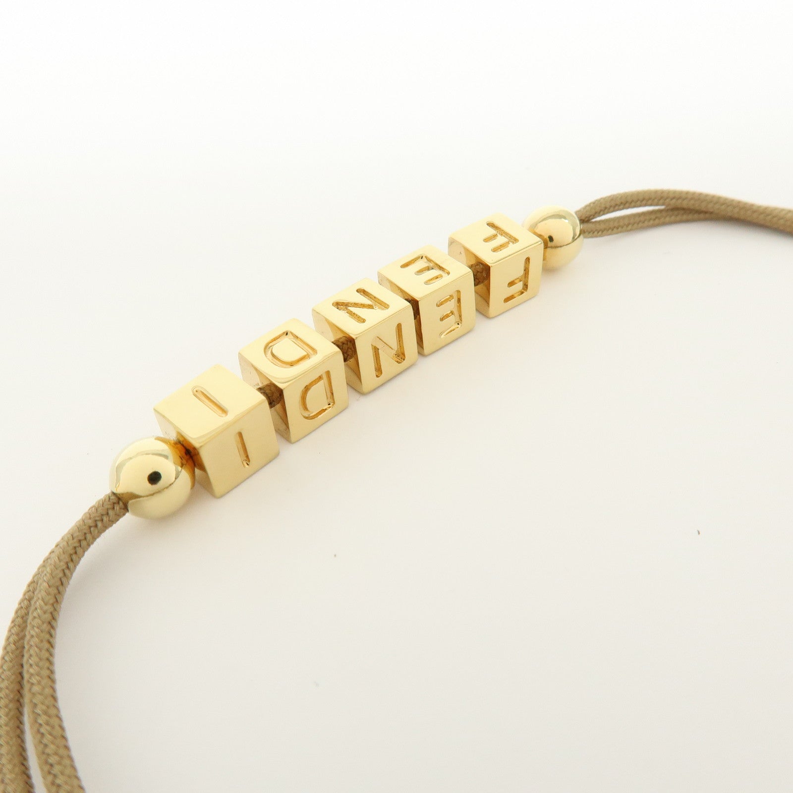 FENDI Logo Cube Graffiti Metal Bracelet Gold Brown
