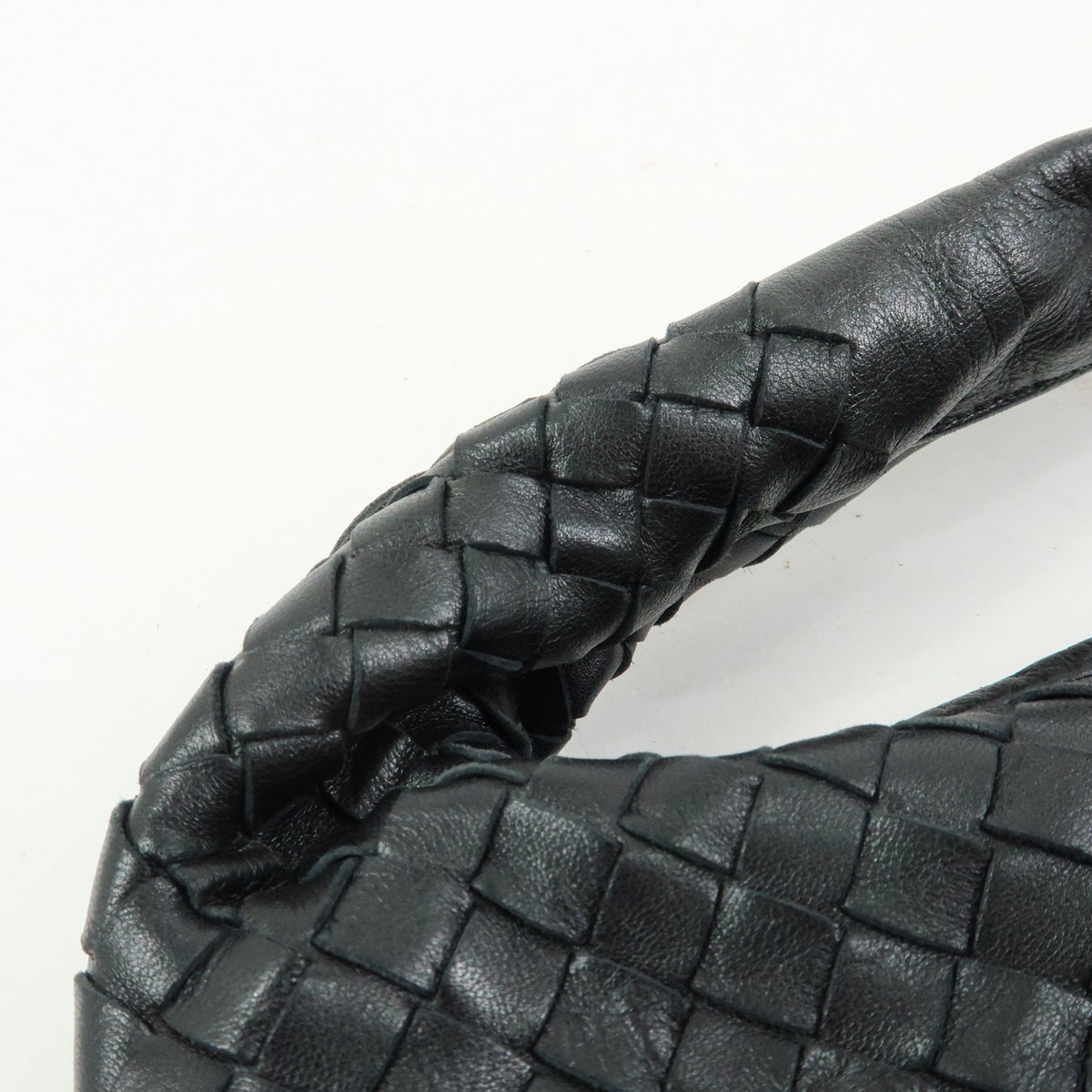 BOTTEGA VENETA Hobo Intrecciato Leather Shoulder Bag Black 115653