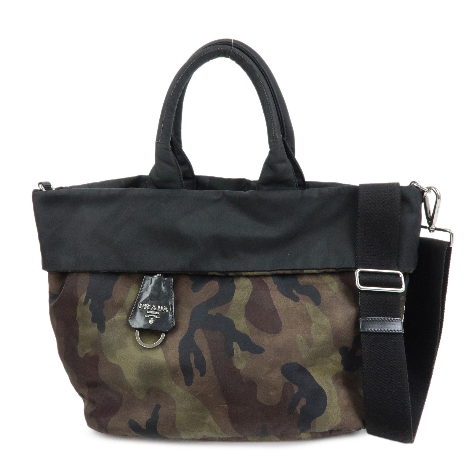 PRADA Triangle Logo Reversible 2Way Bag Hand Shoulder Bag Khaki BN1959