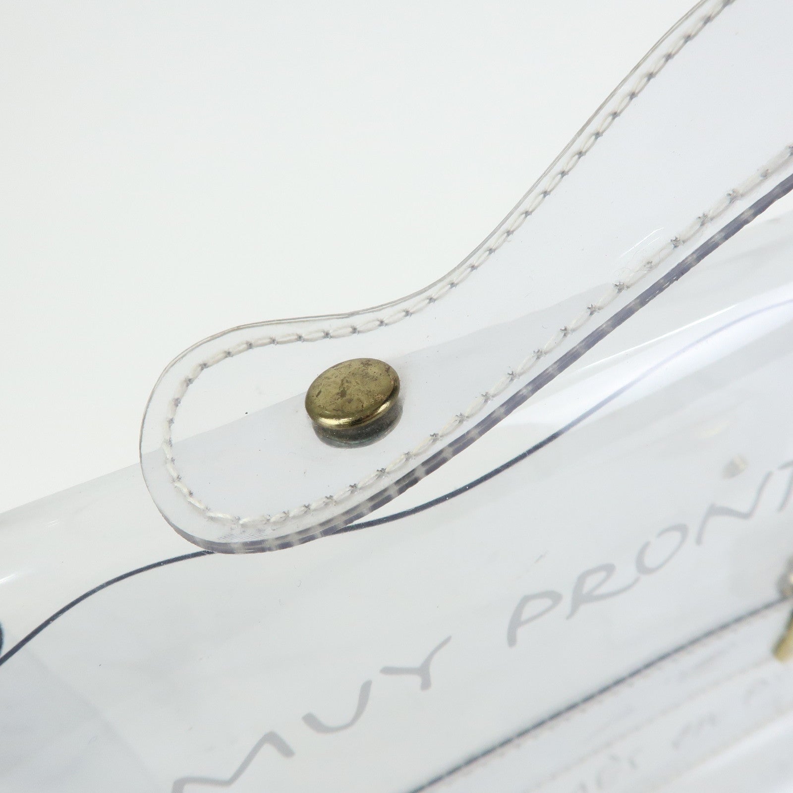 HERMES Kelly Vinyl Hand Bag Clear Transparent Gold