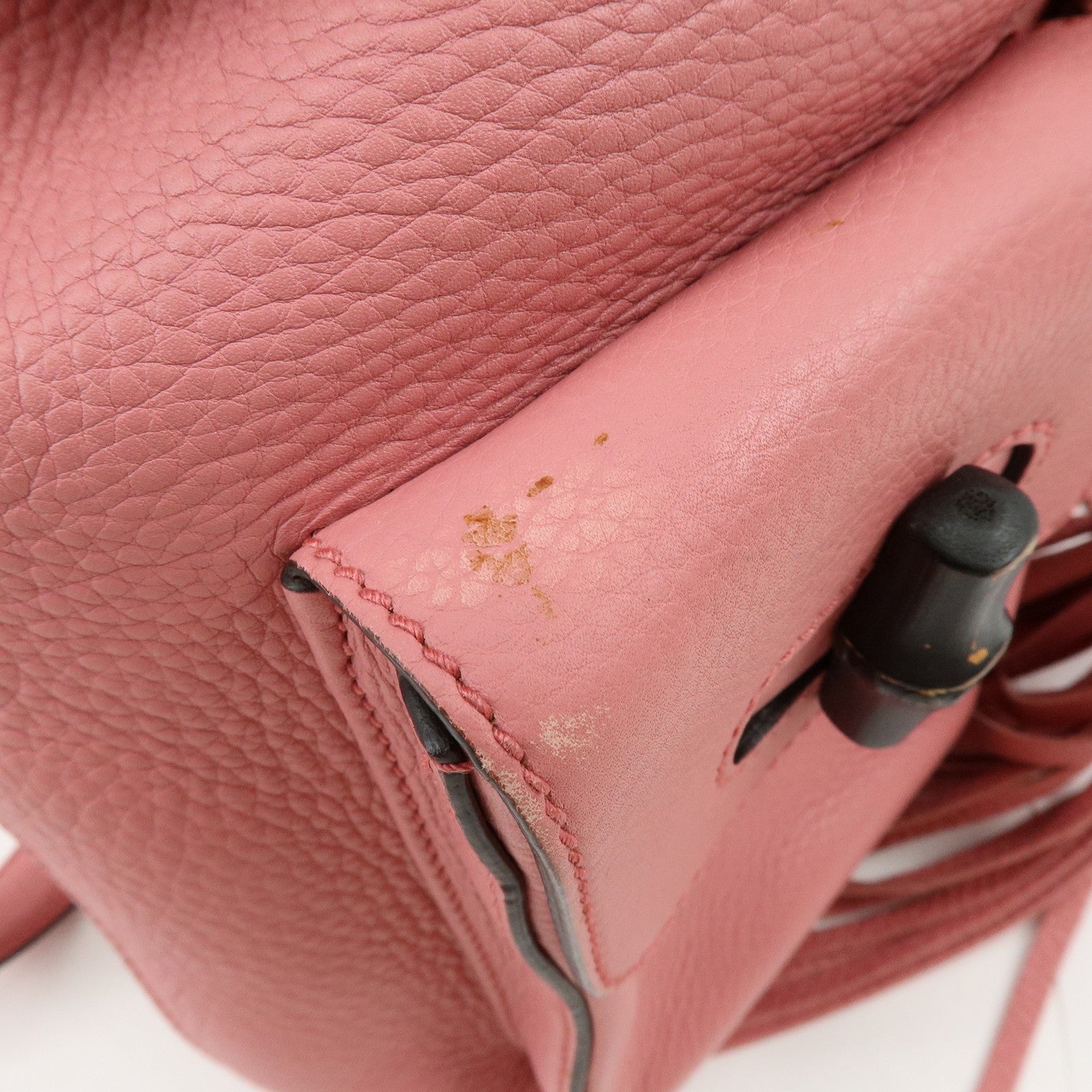 GUCCI Bamboo Tassel Leather Backpack Rucksack Pink 370833
