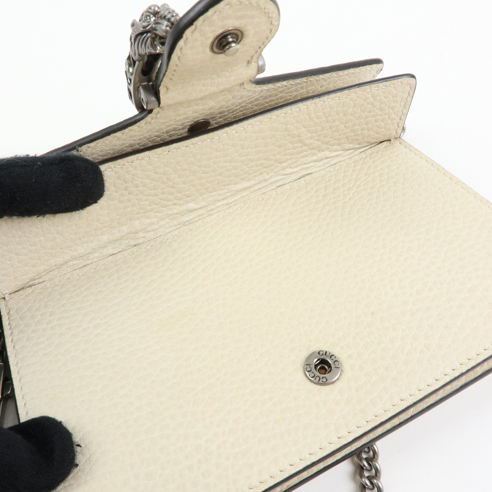 GUCCI Dionysus Super Mini Bag Leather Chain Shoulder Bag White 476432