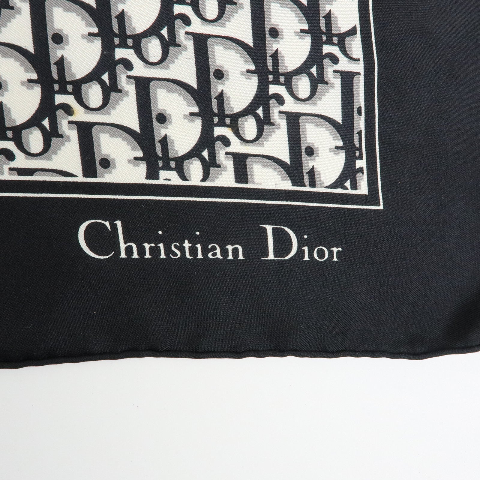 Christian Dior Trotter Silk 100% Scarf Black White