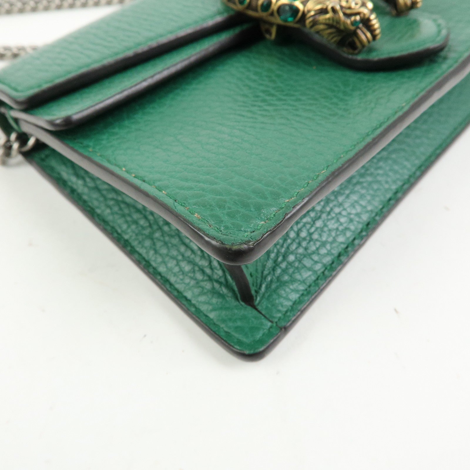 GUCCI Dionysus Super Mini Bag Leather Chain Shoulder Bag Green 476432