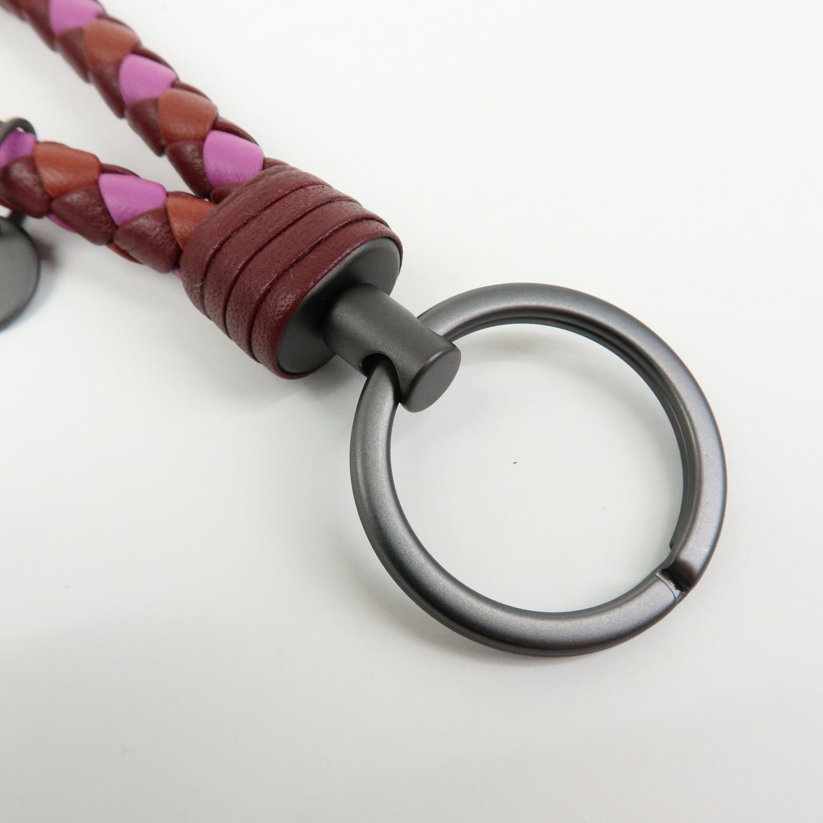 BOTTEGA VENETA Intrecciato Leather Bag Charm Key Chain Bordeaux