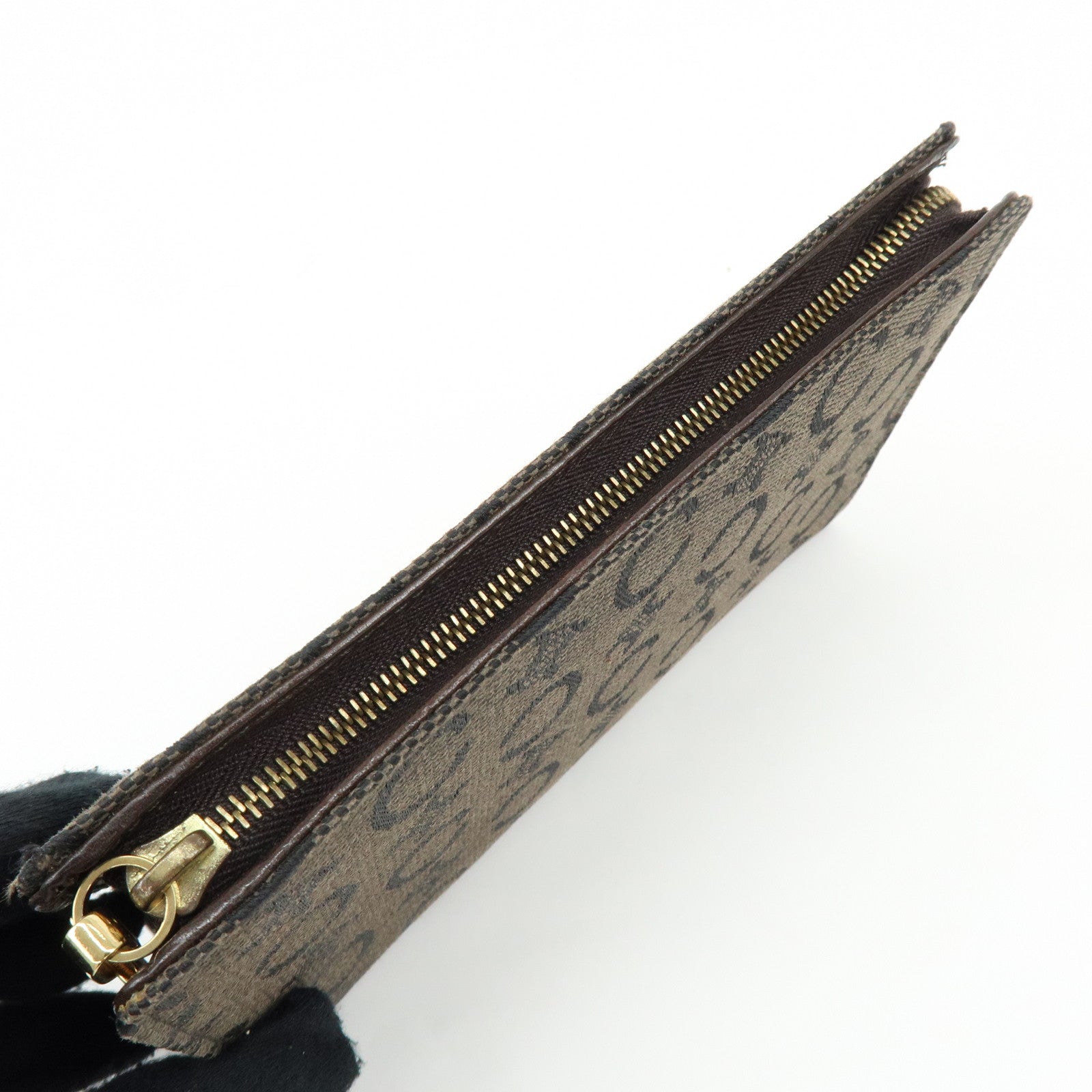 CELINE C Macadam Canvas Mini Cosmetic Pouch Makeup Bag Brown