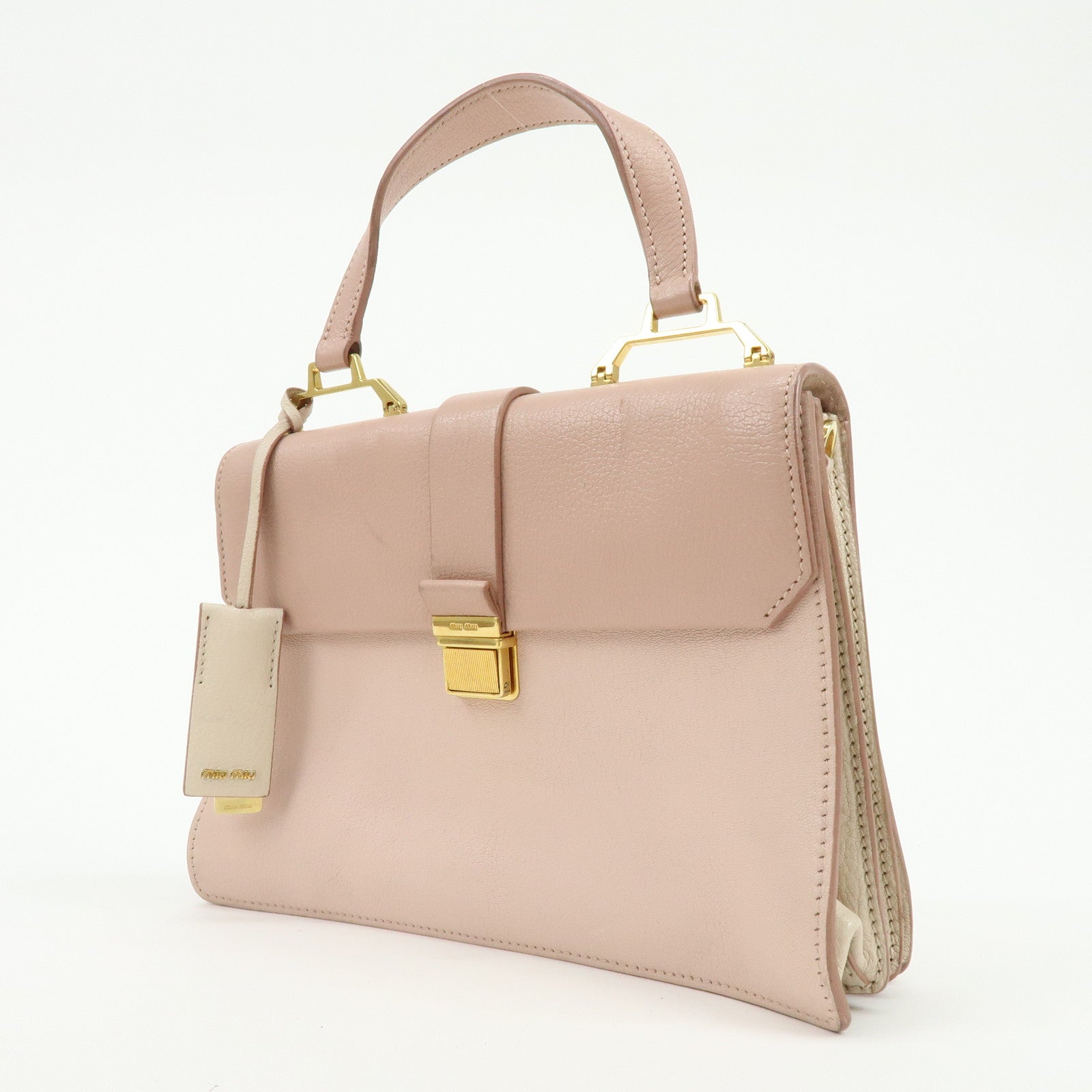 MIU MIU Madras Leather 2Way Bag Shoulder Bag Bi-Color Light Pink