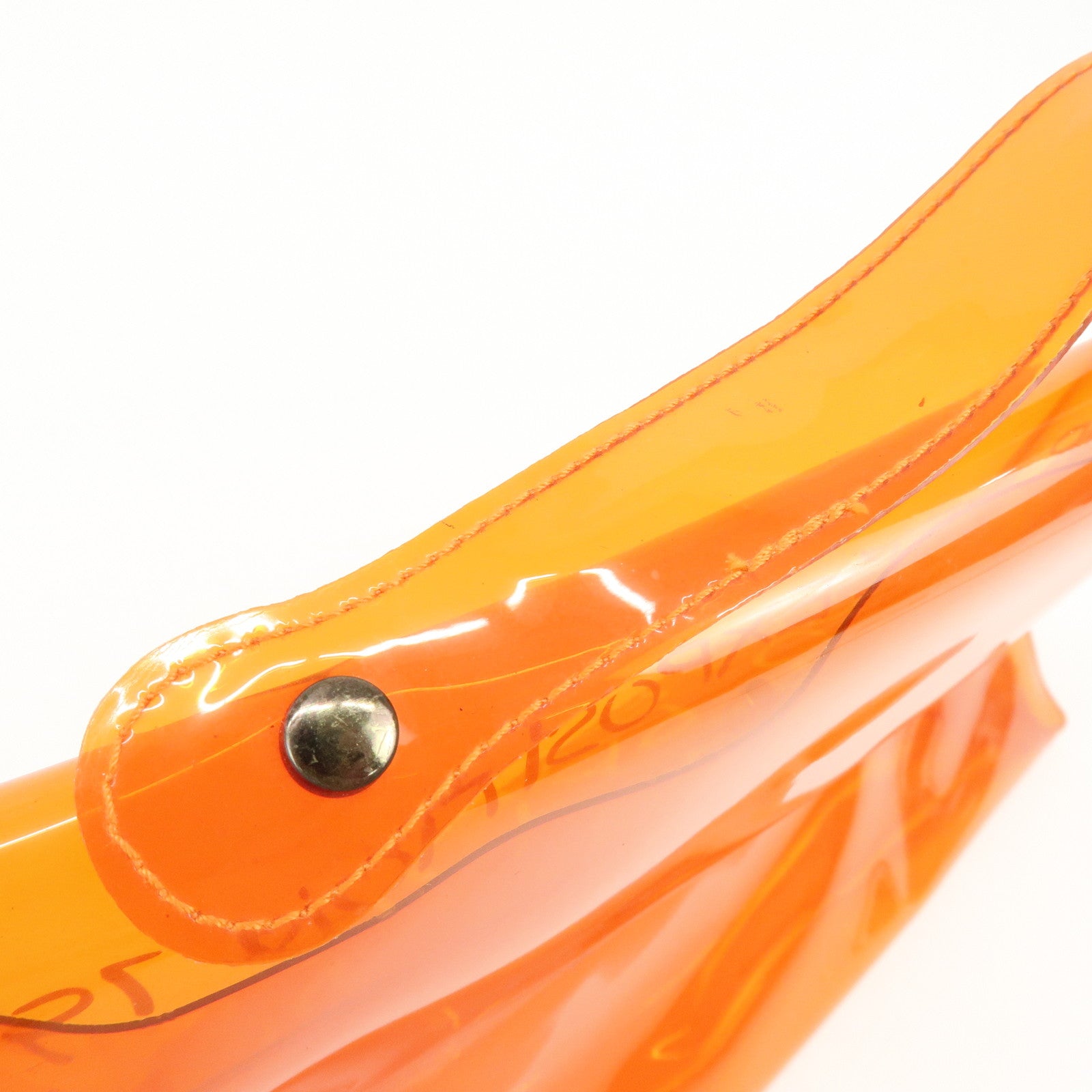 HERMES Kelly Vinyl Hand Bag Clear Orange