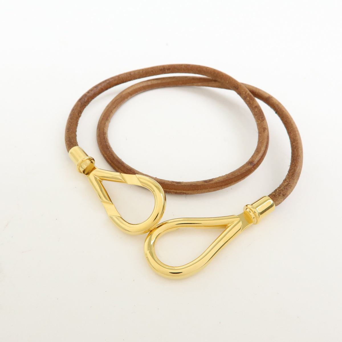 Hermes Atame Double Tour Jumbo Leather Metal Bracelet Choker Brown