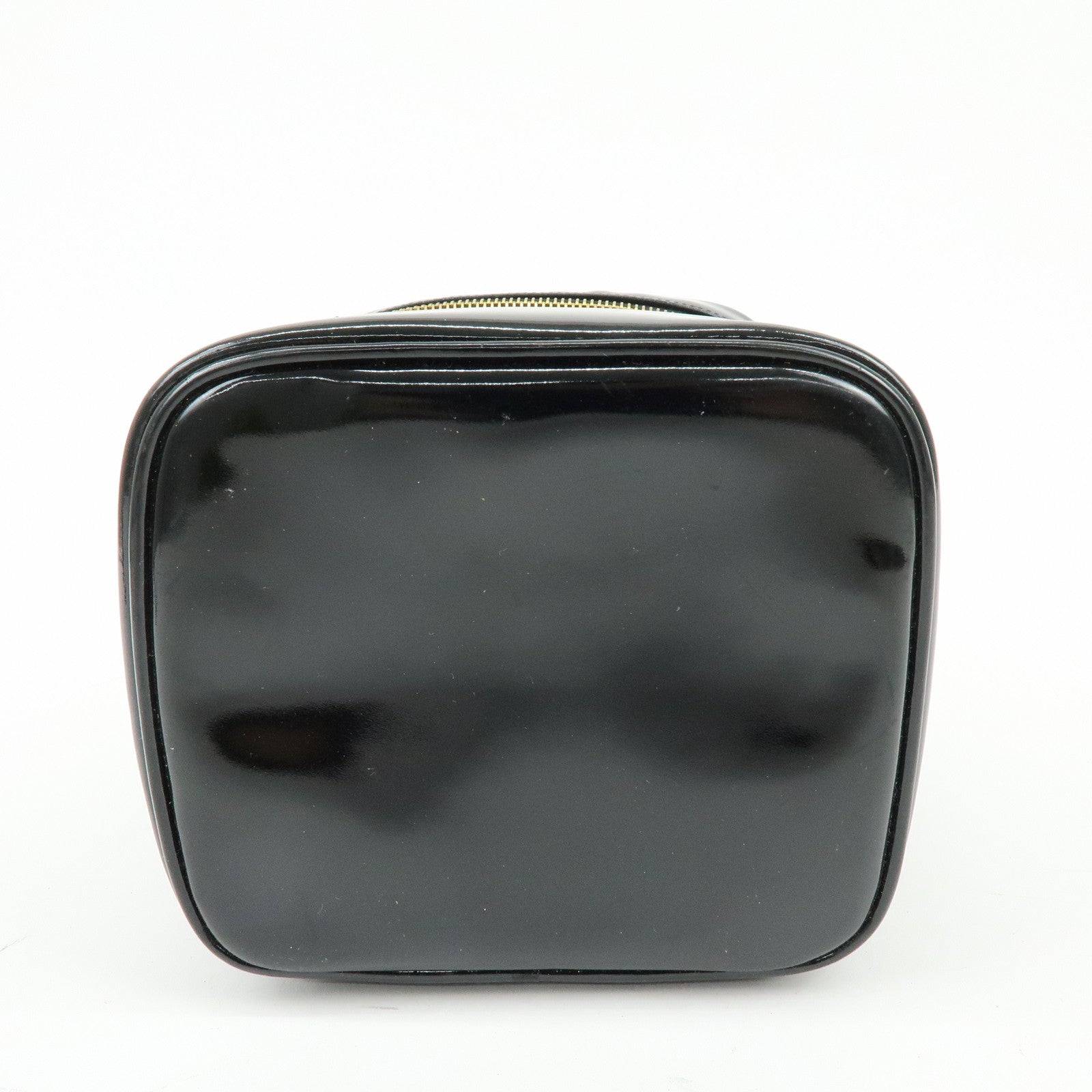 CHANEL COCO Mark Patent Leather Vanity Bag Hand Bag Black A01998