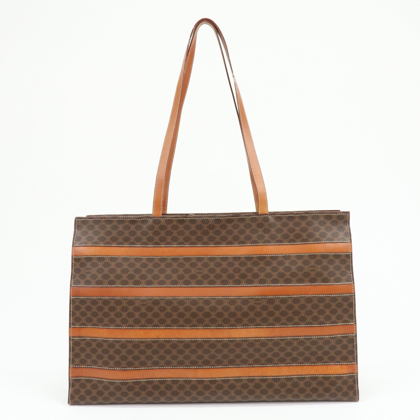 CELINE Macadam PVC Leather Tote Bag Shoulder Bag Brown