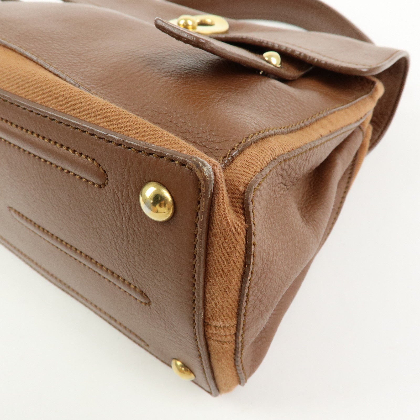 SAINT LAURENT PARIS Muse Two Leather Hand Bag Brown 289278