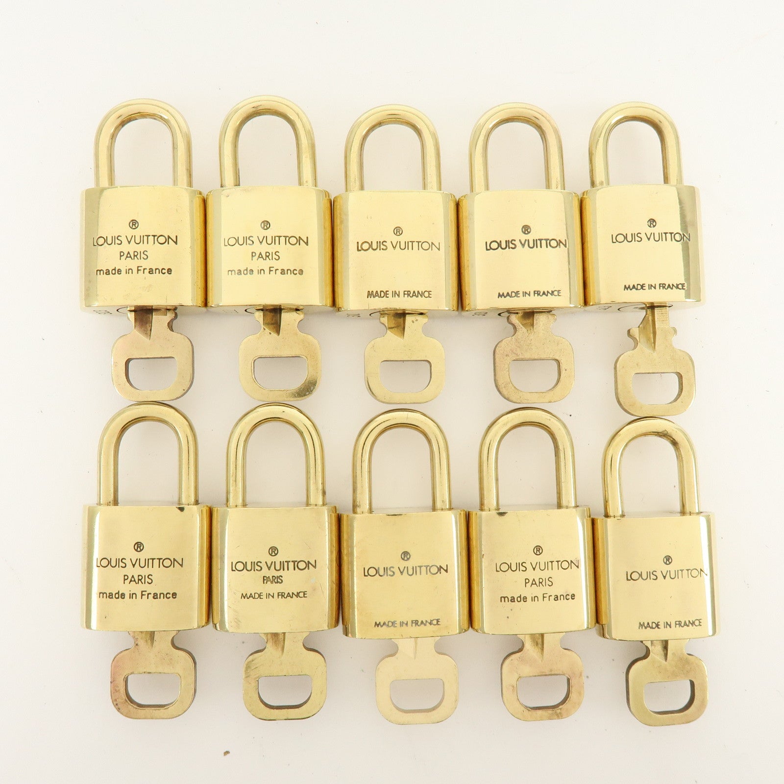 Louis Vuitton Lot of 10 Metal Lock & Key Cadena Key Lock Gold