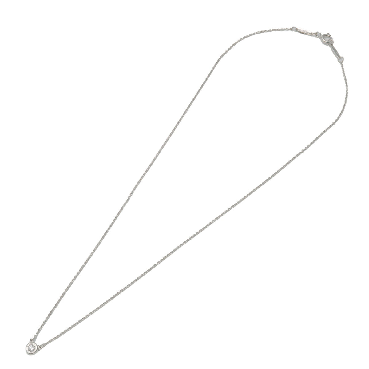Tiffany & Co By The Yard 1P Diamond Necklace SV925 Silver