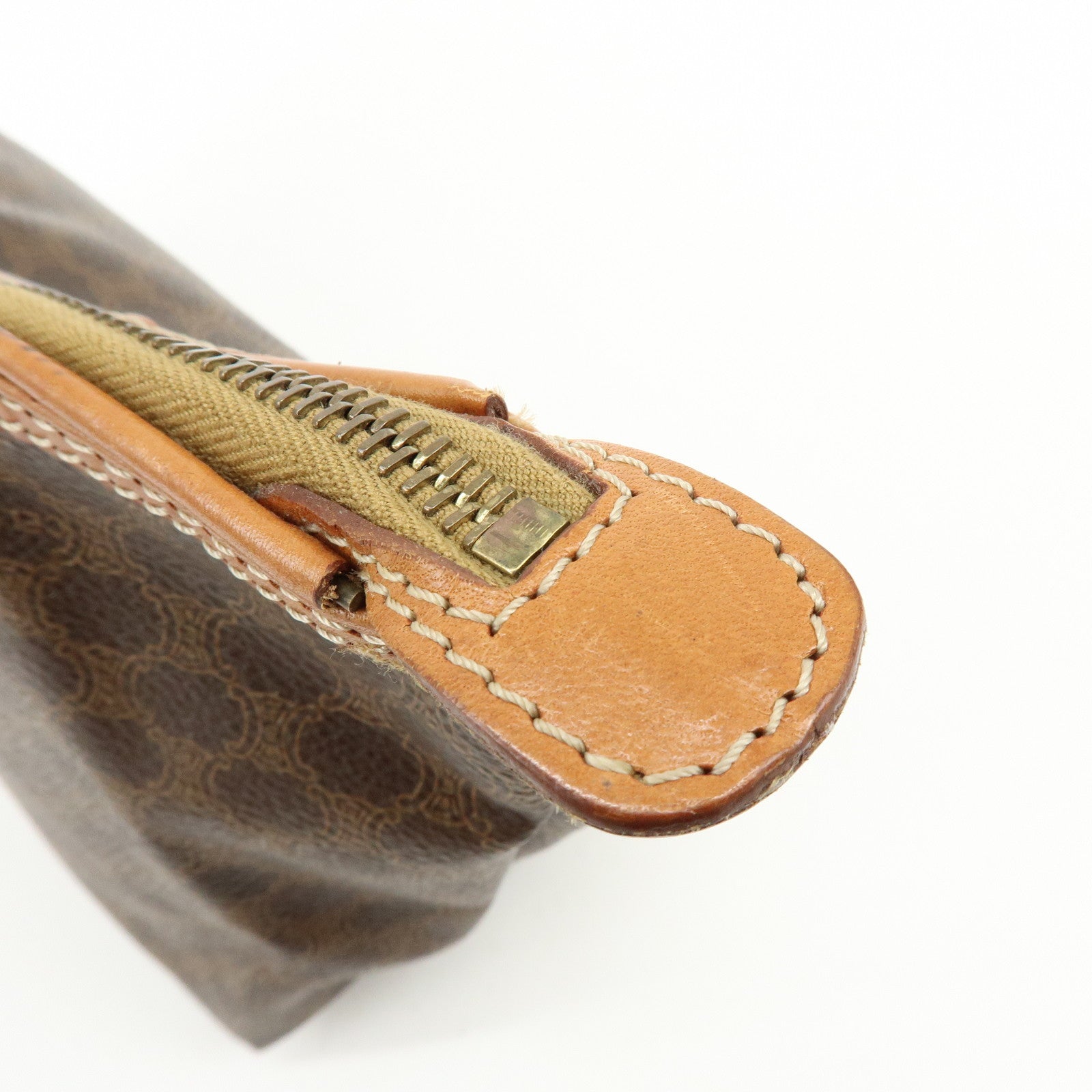 CELINE Macadam PVC Leather Cosmetic Pouch Accessory Pouch Brown