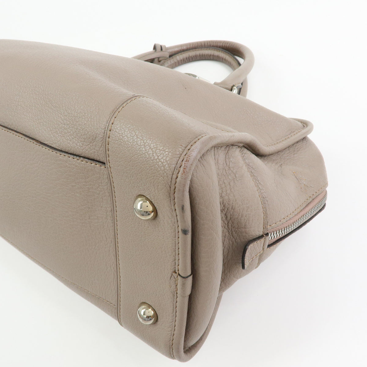 LOEWE Anagram Amazona 36 Leather Hand Bag Boston Bag Greige