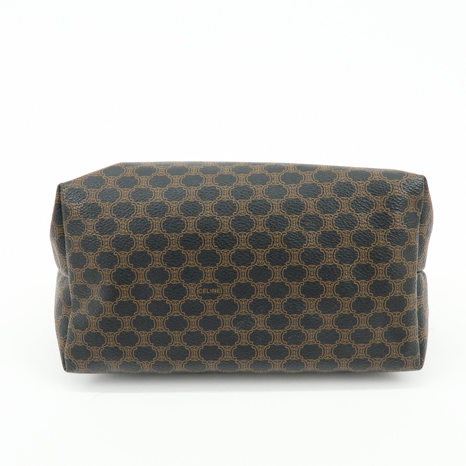 CELINE Macadam PVC Leather Hand Bag Pouch Black Brown