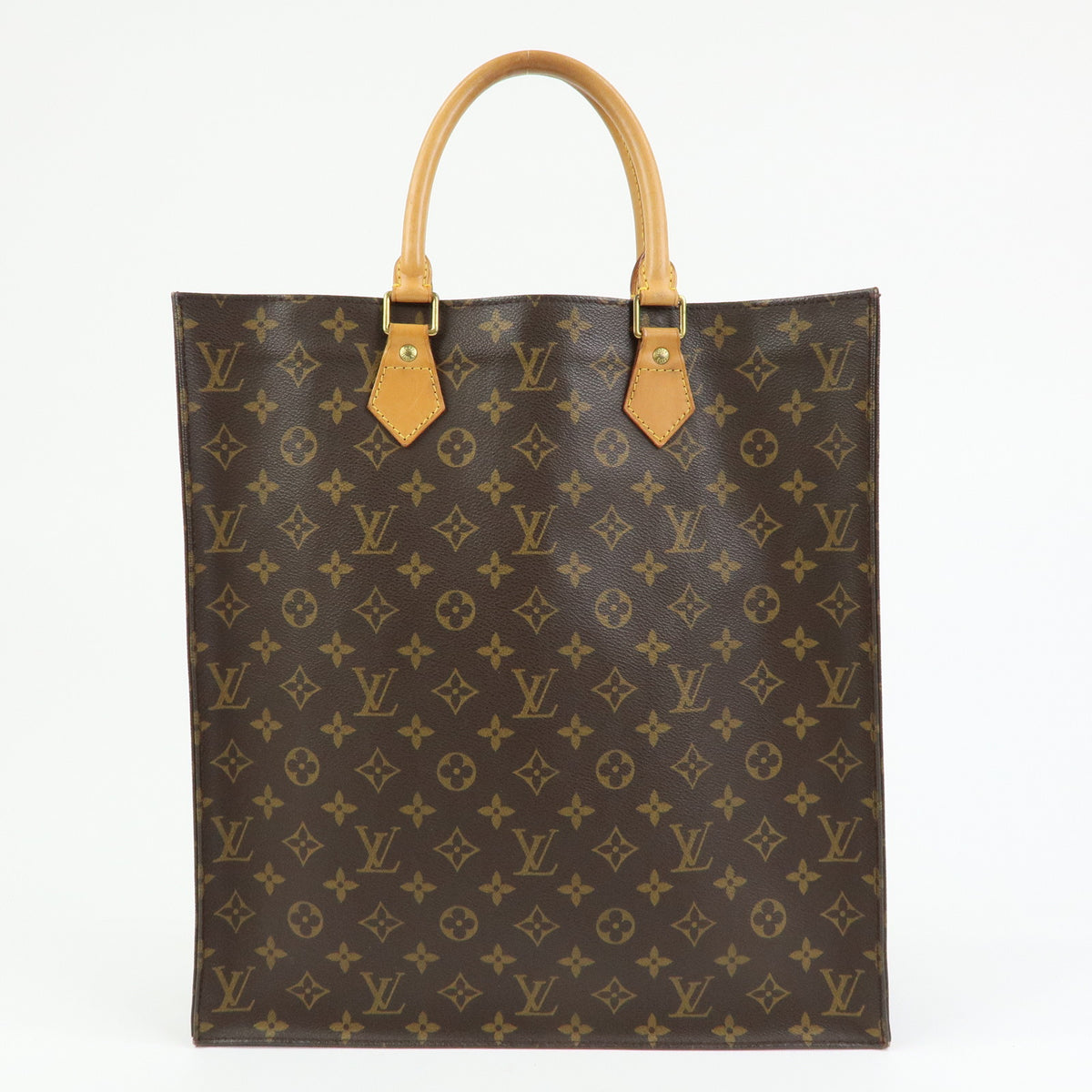 Louis Vuitton Monogram Sac Plat Tote Bag Hand Bag Brown M51140