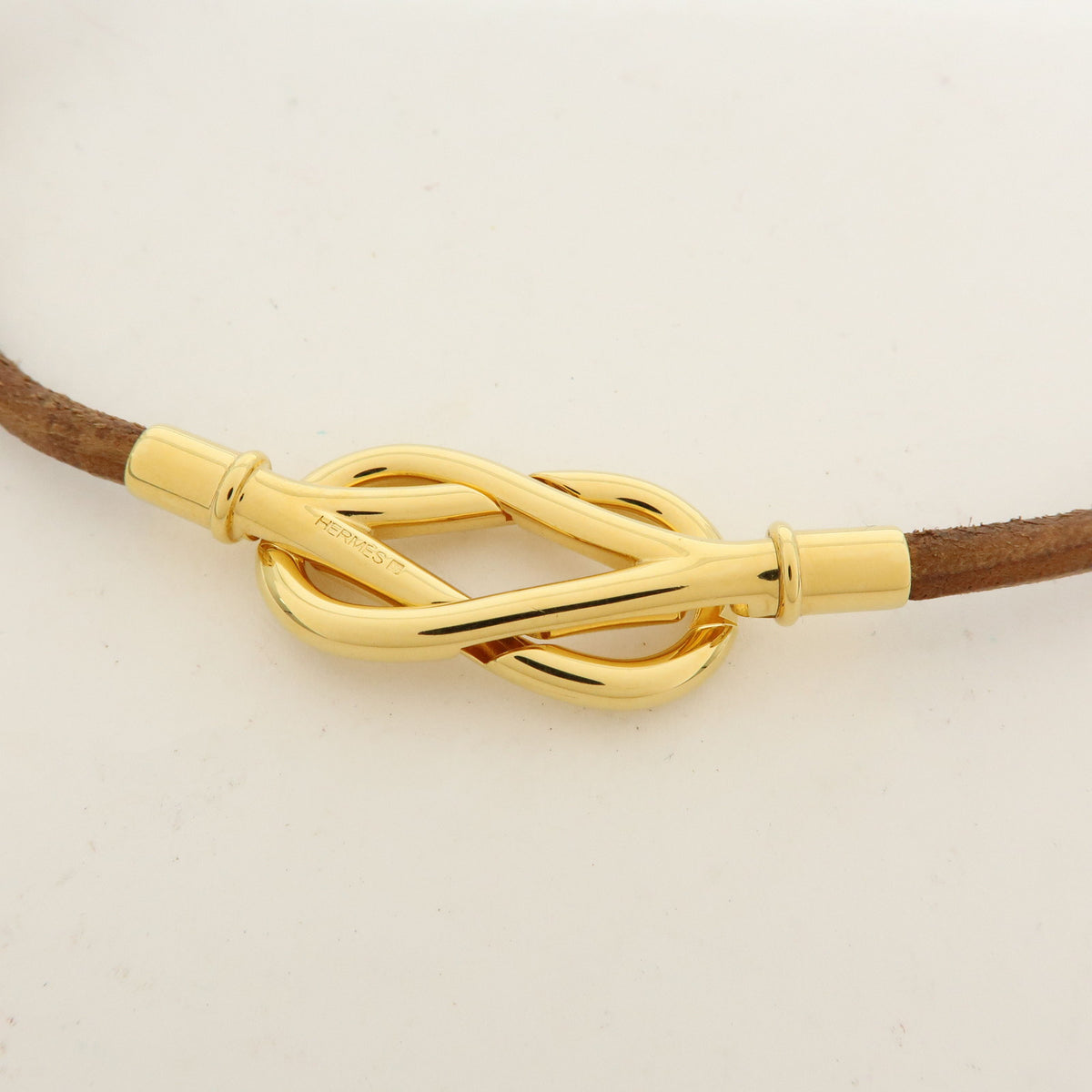 Hermes Atame Double Tour Jumbo Leather Metal Bracelet Choker Brown