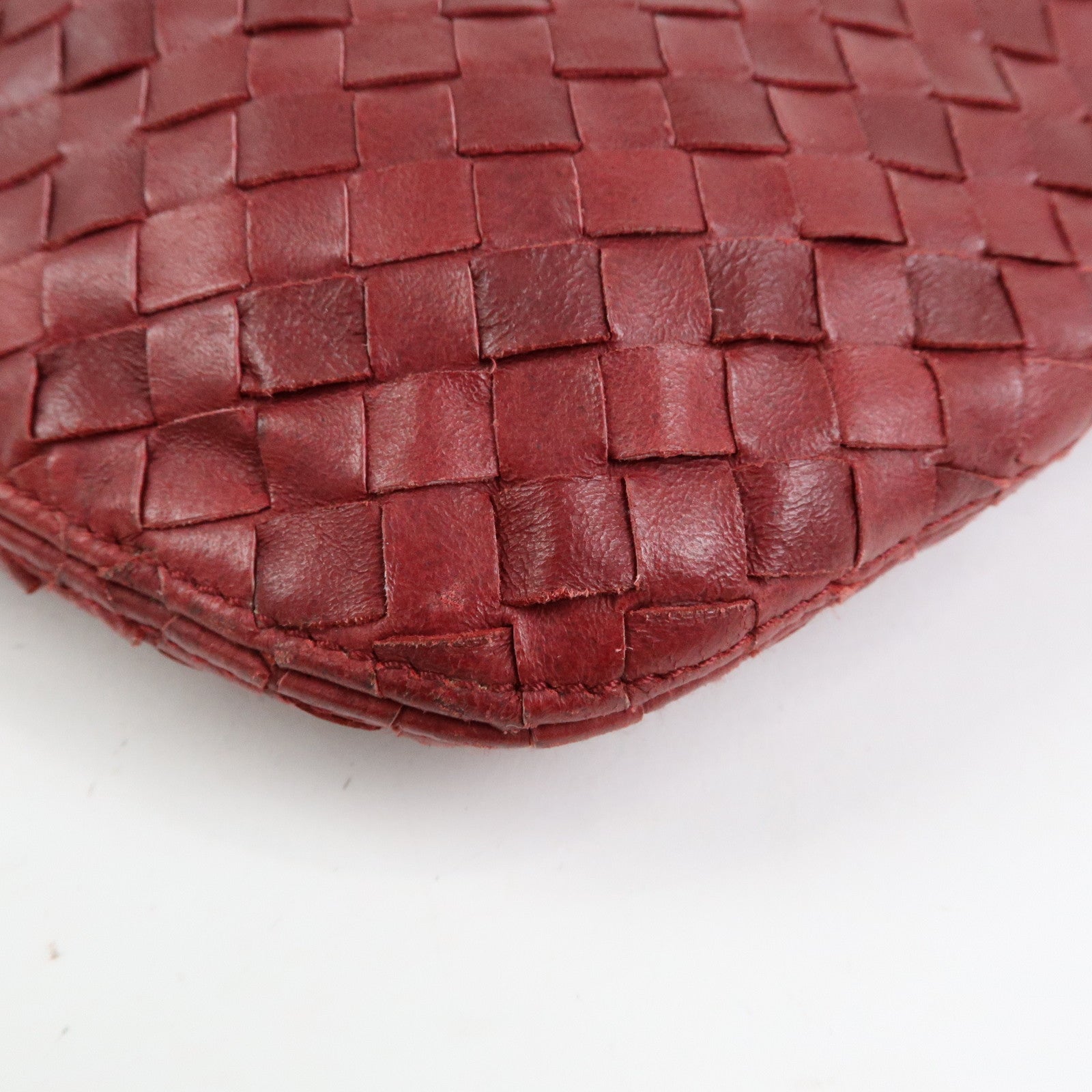 BOTTEGA VENETA Intrecciato Leather Shoulder Bag Crossbody Bag Wine Red