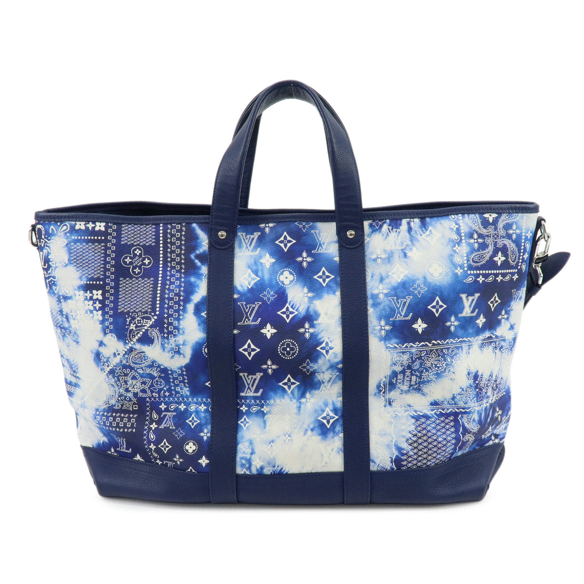 Louis Vuitton Bandana Trolley Tote Leather 2Way Hand Bag Blue M20553