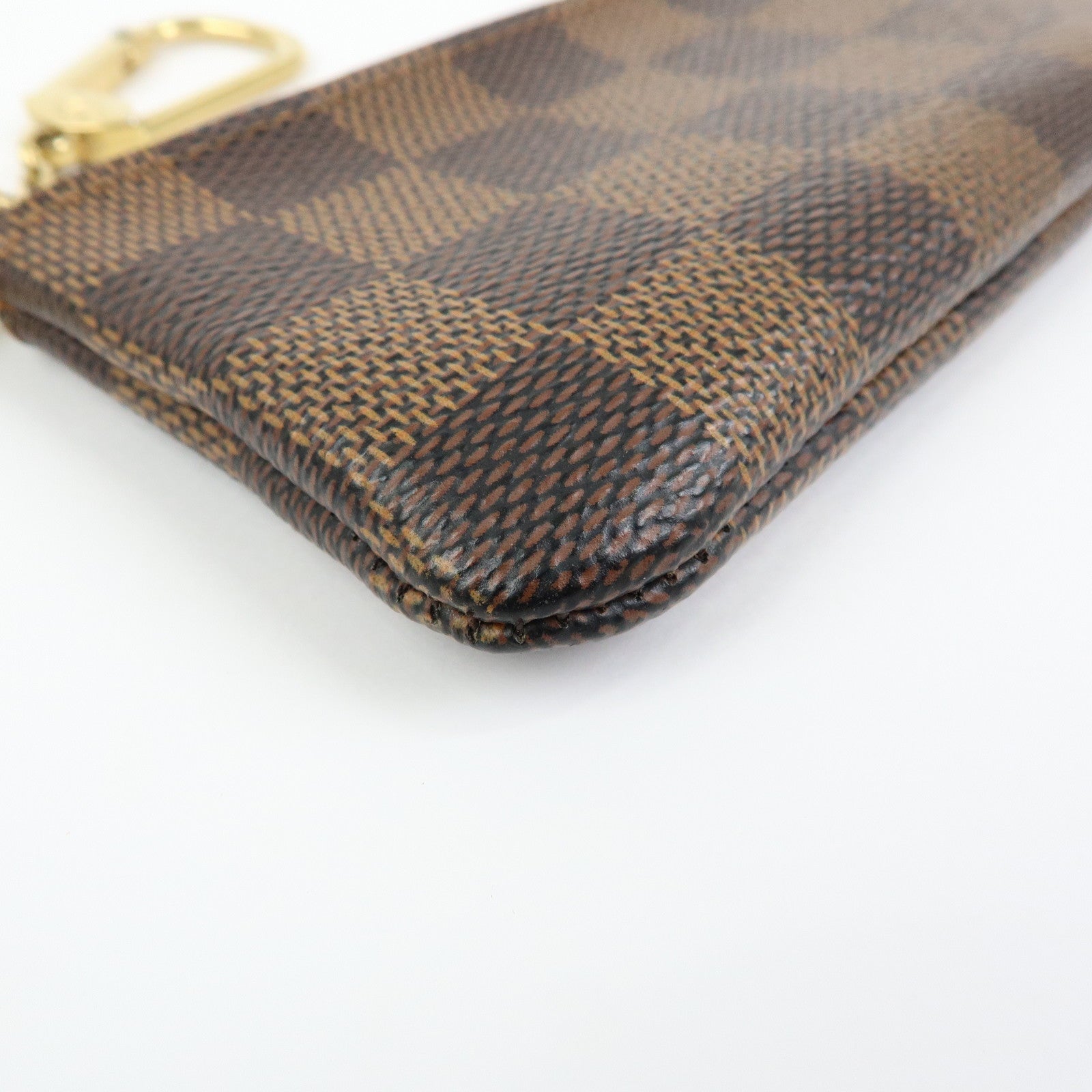 Louis Vuitton Damier Canvas Pochette Cles Coin Case Brown Ebene N62658