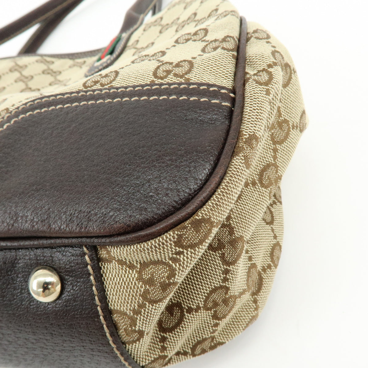 GUCCI Princy Sherry GG Canvas Leather Tote Bag Beige Brown 163805