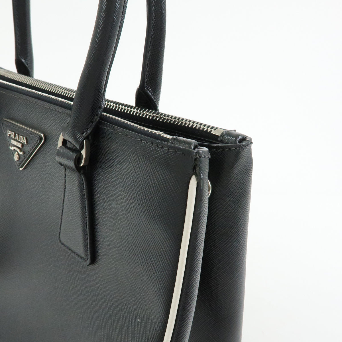 PRADA Galleria Triangle Logo Saffiano Leather 2way Bag Black 1BA801