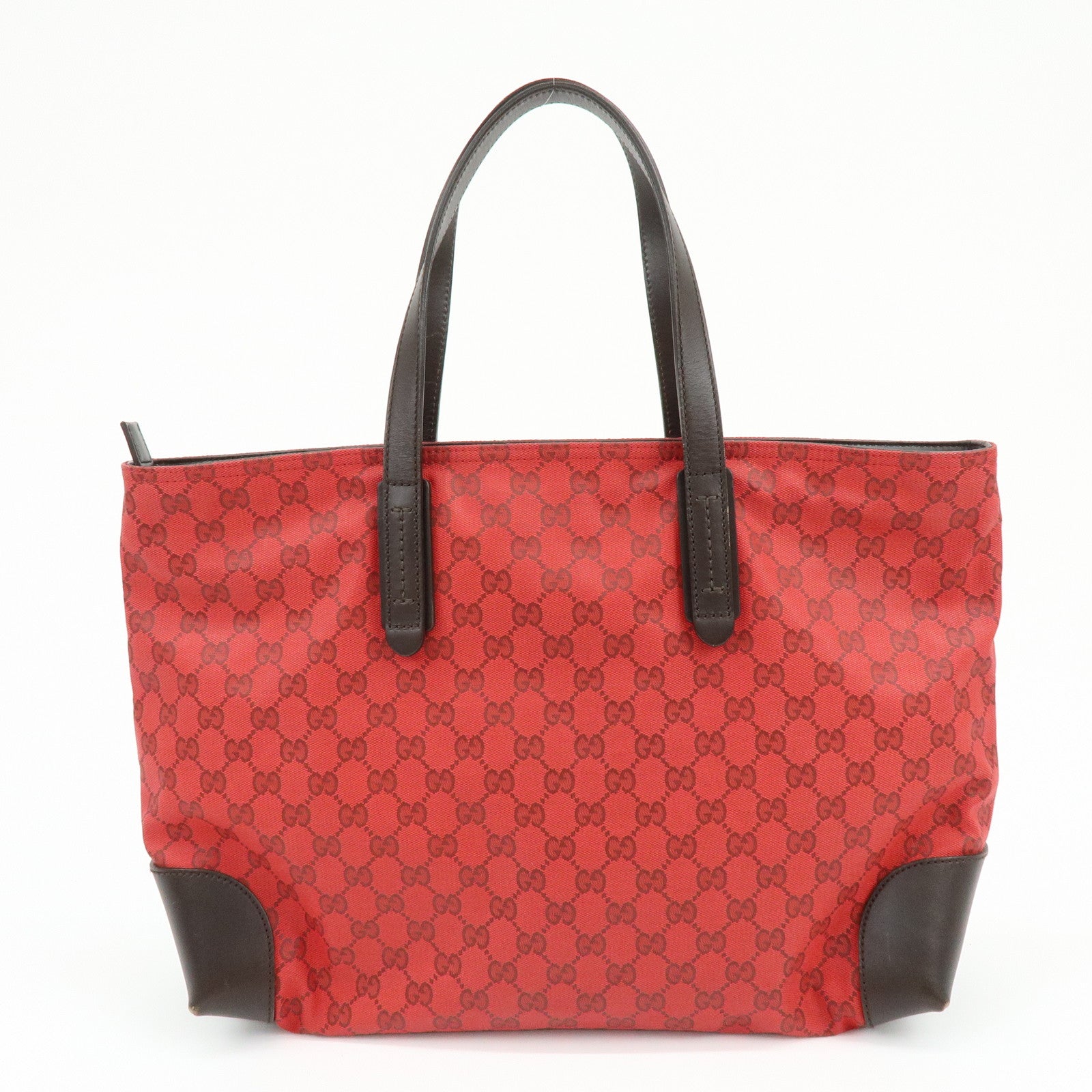 GUCCI Sherry GG PVC Coated Canvas Leather Shoulder Bag Red Brown 308928