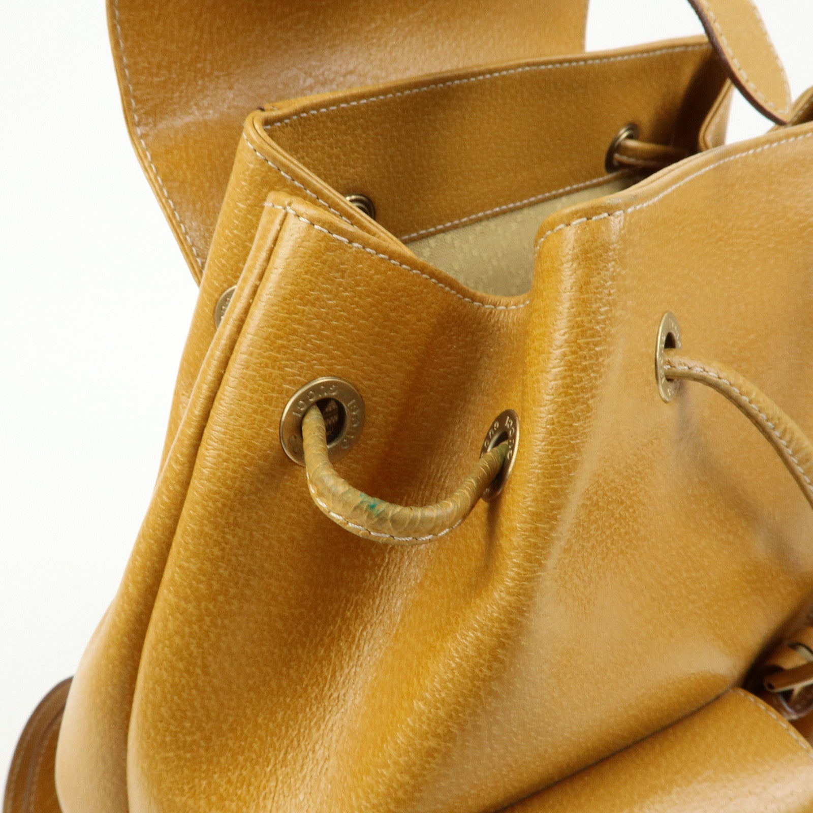 GUCCI Bamboo Leather Backpack Rucksack Mustard 003 1998 0016