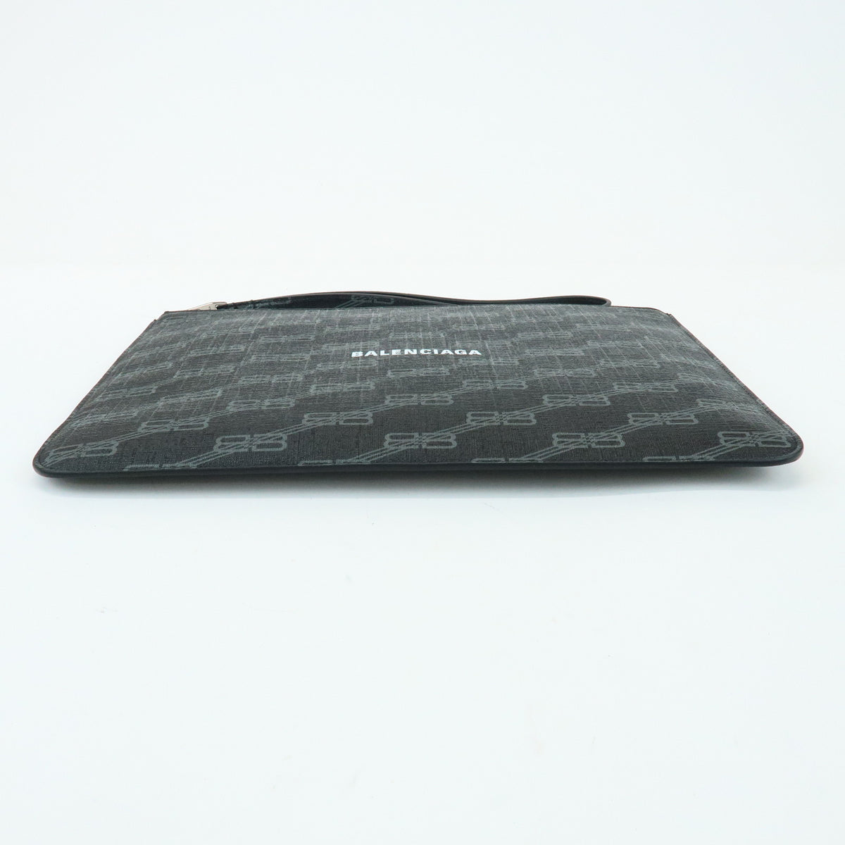 BALENCIAGA Signature PVC Leather Clutch Bag Flat Pouch Black 702627