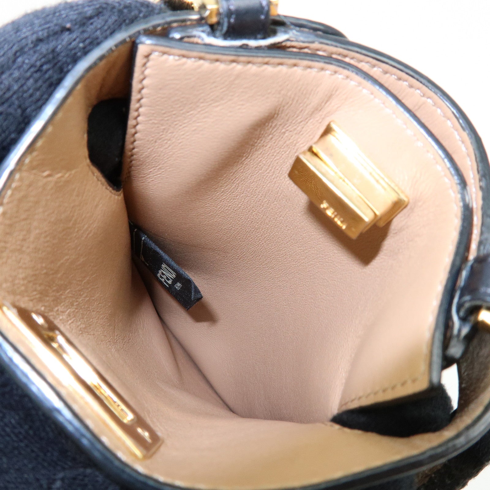 FENDI Peekaboo Leather Shoulder Bag Phone Case Black 8M0442 A5DY