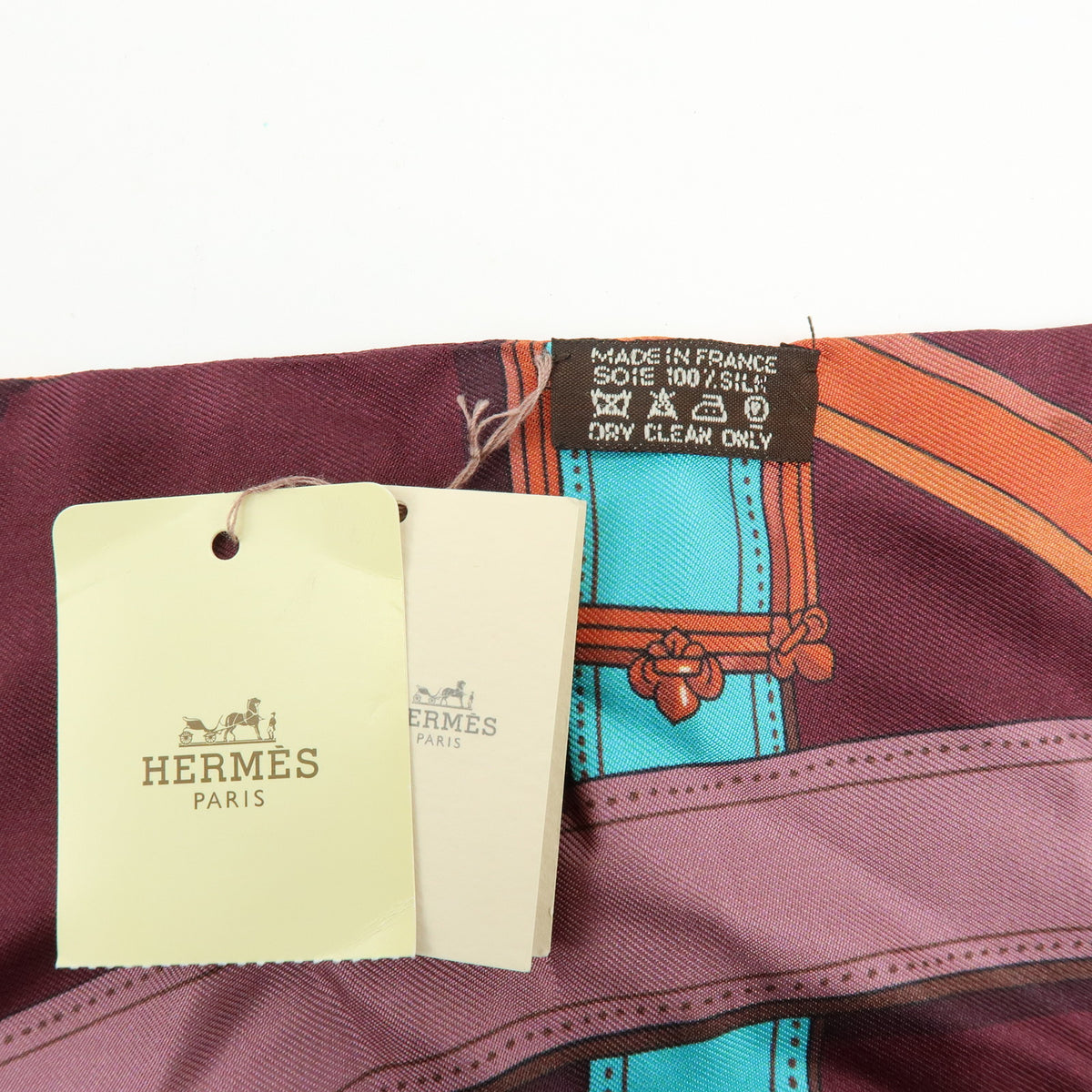 HERMES Maxi Twilly Silk 100% Scarf CAVALCADOUR Puple Multicolor